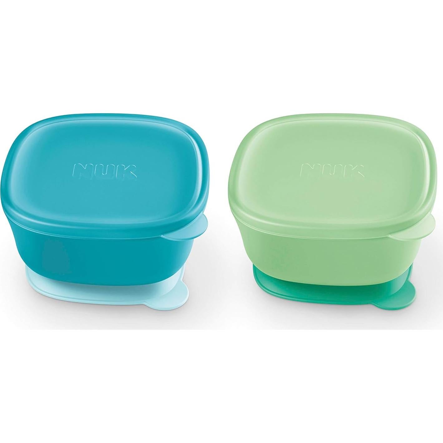 Bowl de Succión NUK con Tapa - 2 Piezas, Libre de BPA