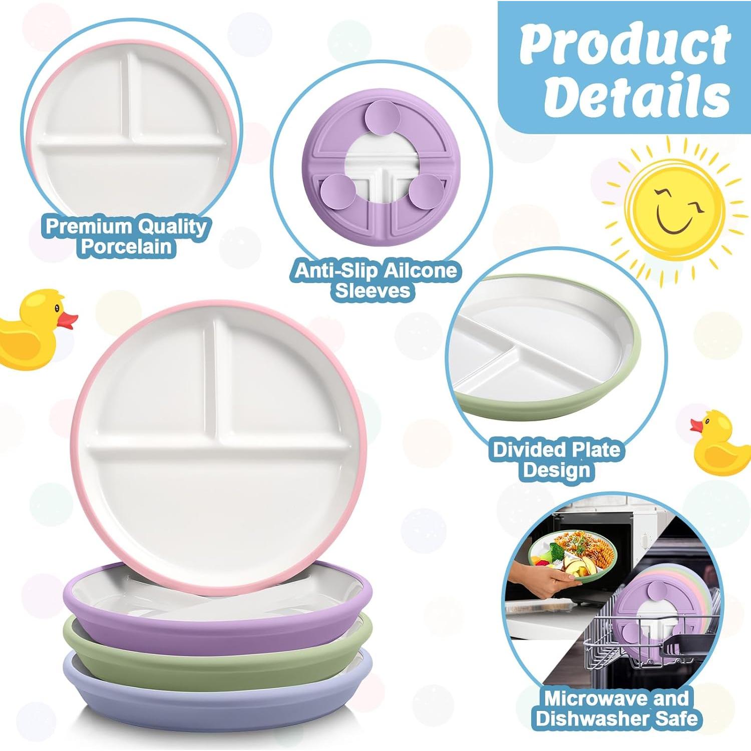 Platos Divididos para Niños Domensi 20.32 cm 4 Piezas Cerámica
