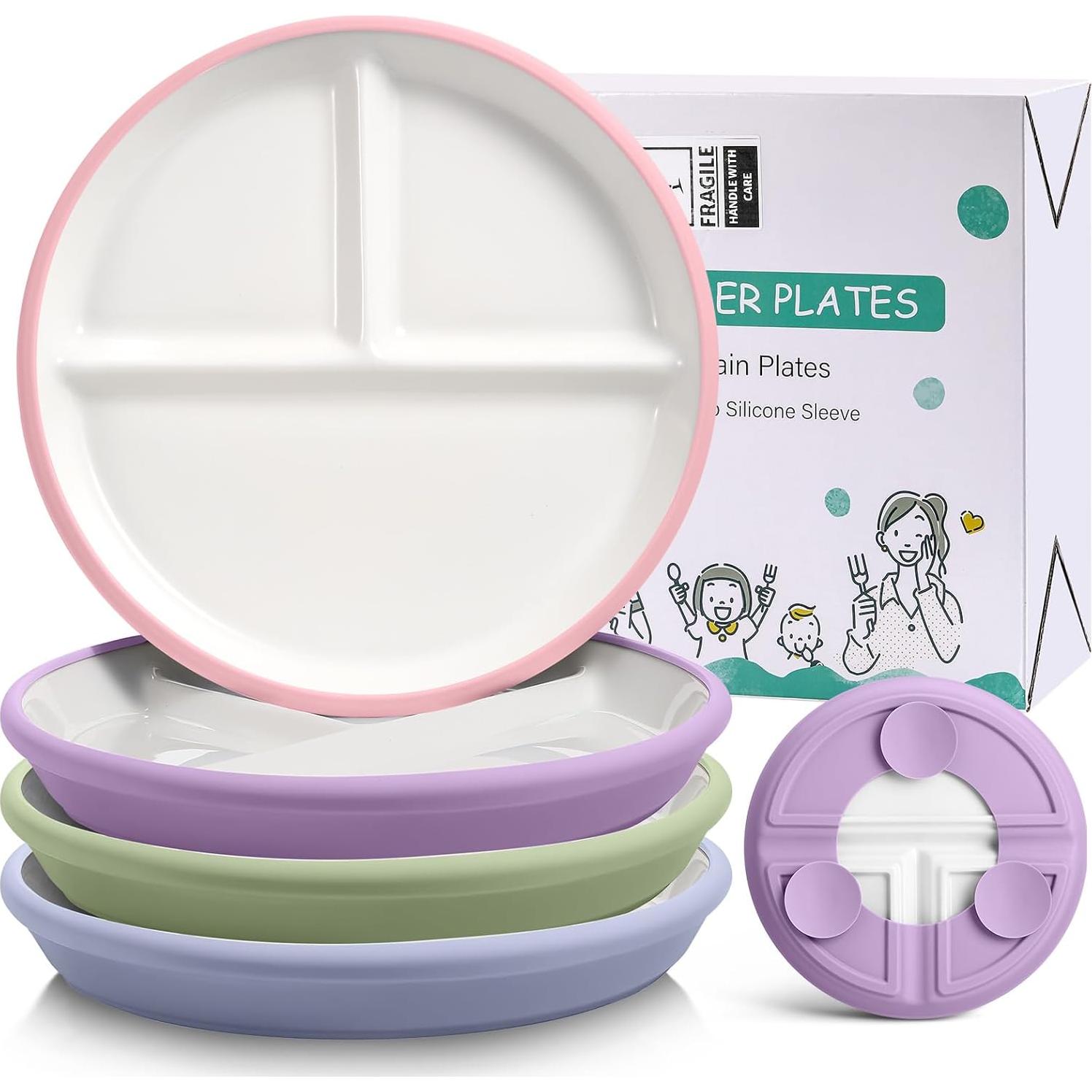 Platos Divididos para Niños Domensi 20.32 cm 4 Piezas Cerámica