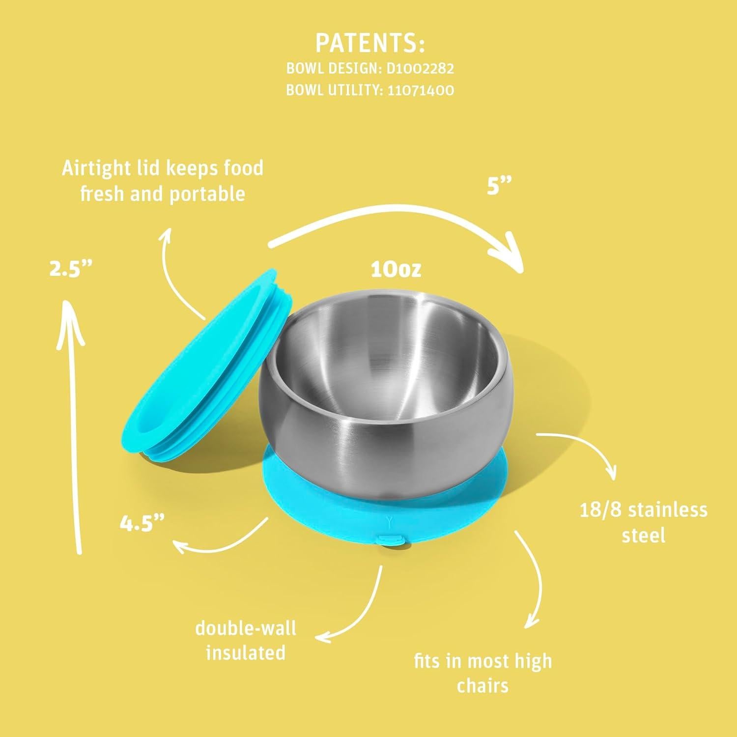 Cuenco de Acero Inoxidable Avanchy Verde 295ml con Succión