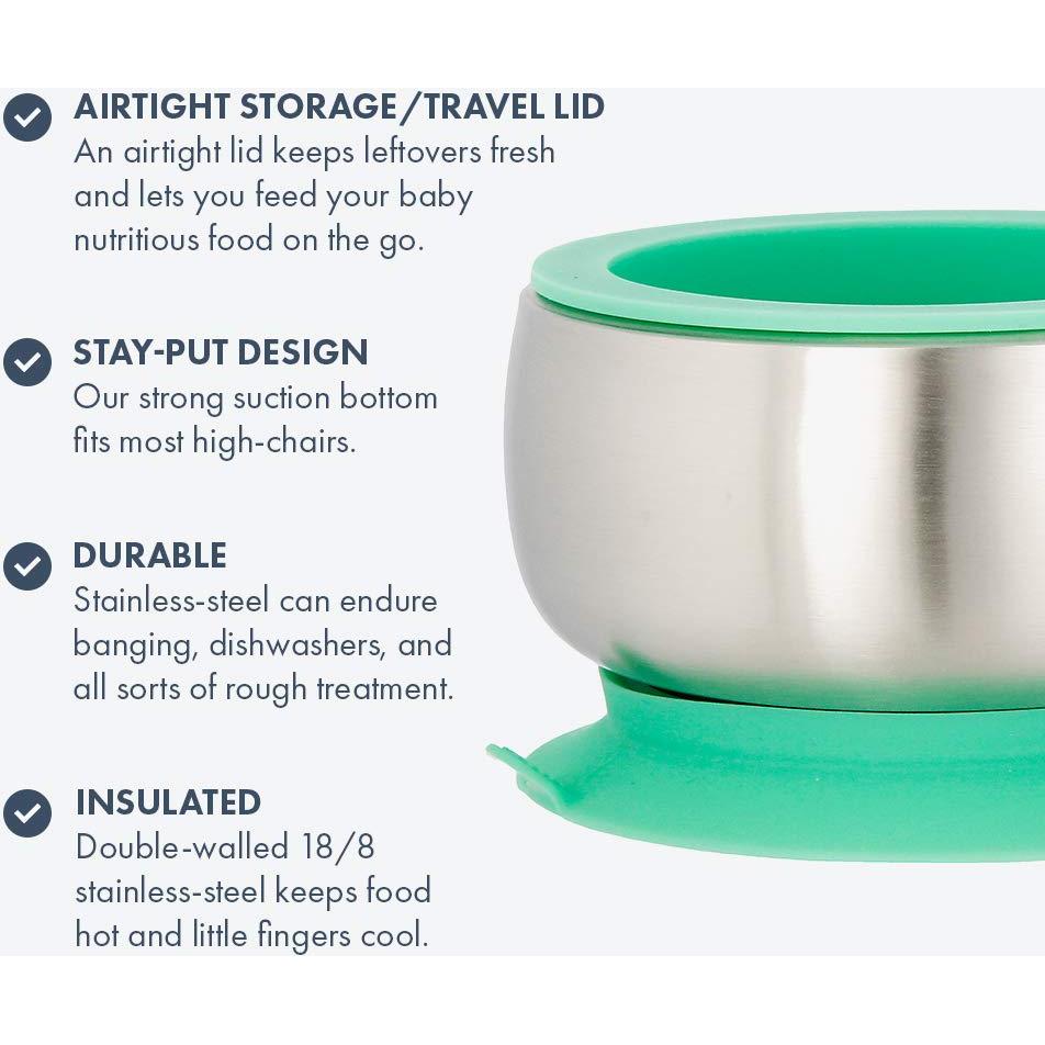 Cuenco de Acero Inoxidable Avanchy Verde 295ml con Succión