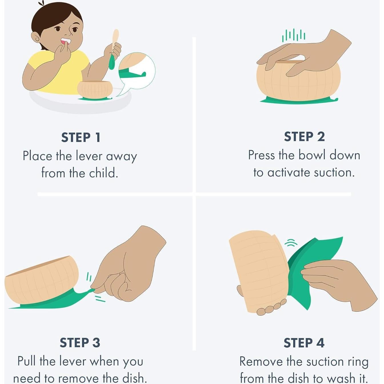 Cuenco de Acero Inoxidable Avanchy Verde 295ml con Succión