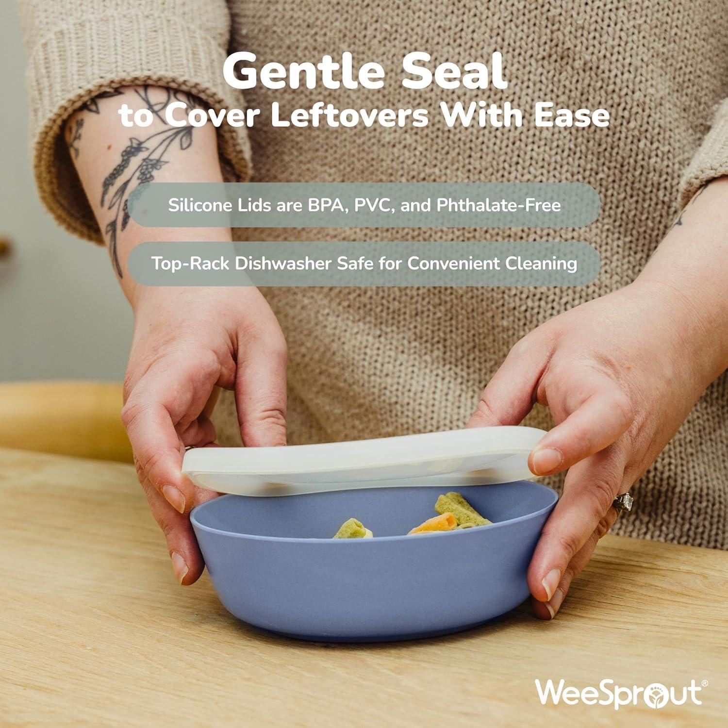 Set de 4 Tazones de Bambú WeeSprout 300 ml con Tapas