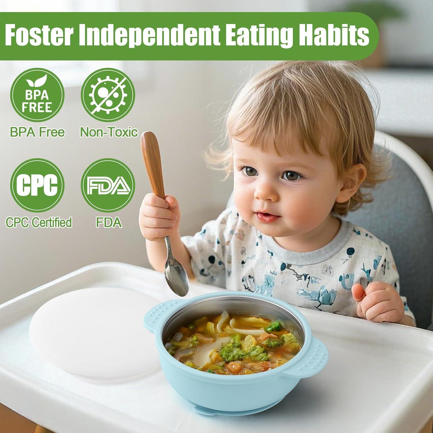 Cuencos de Acero Inoxidable para Bebés BUSOHA 3 Pack 11.94 cm