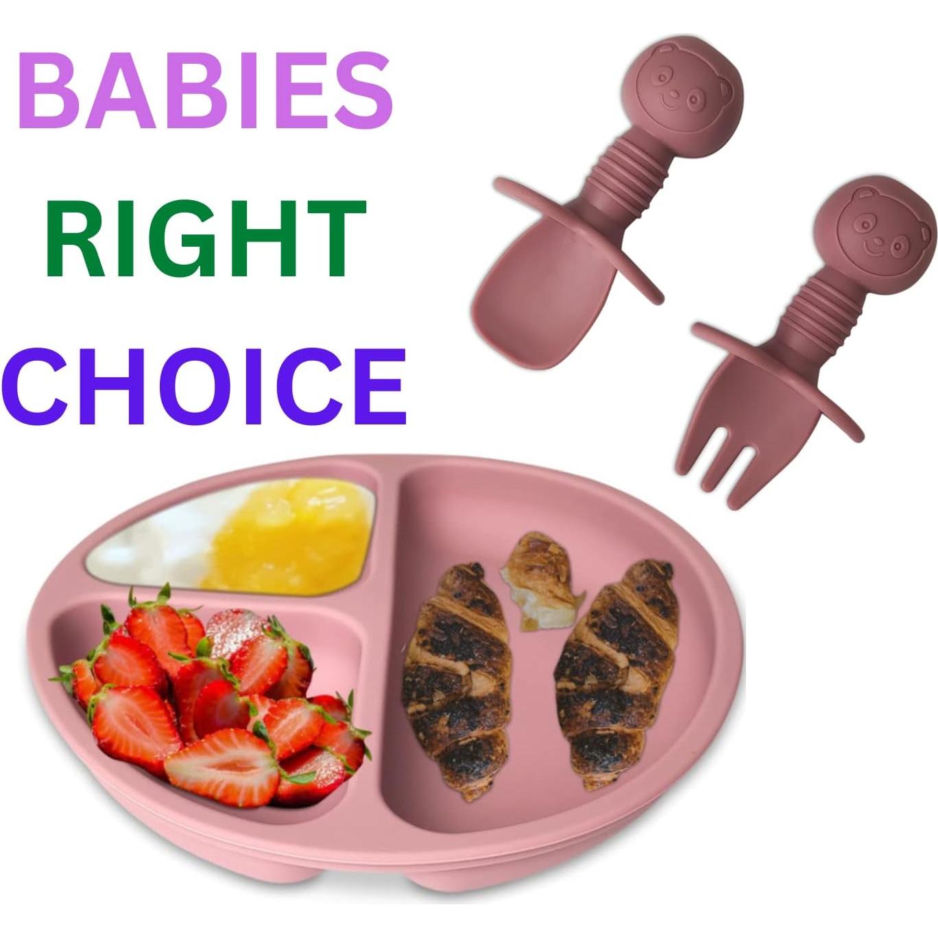 Set de Alimentación para Bebés Rosa - 10 Piezas Silicona