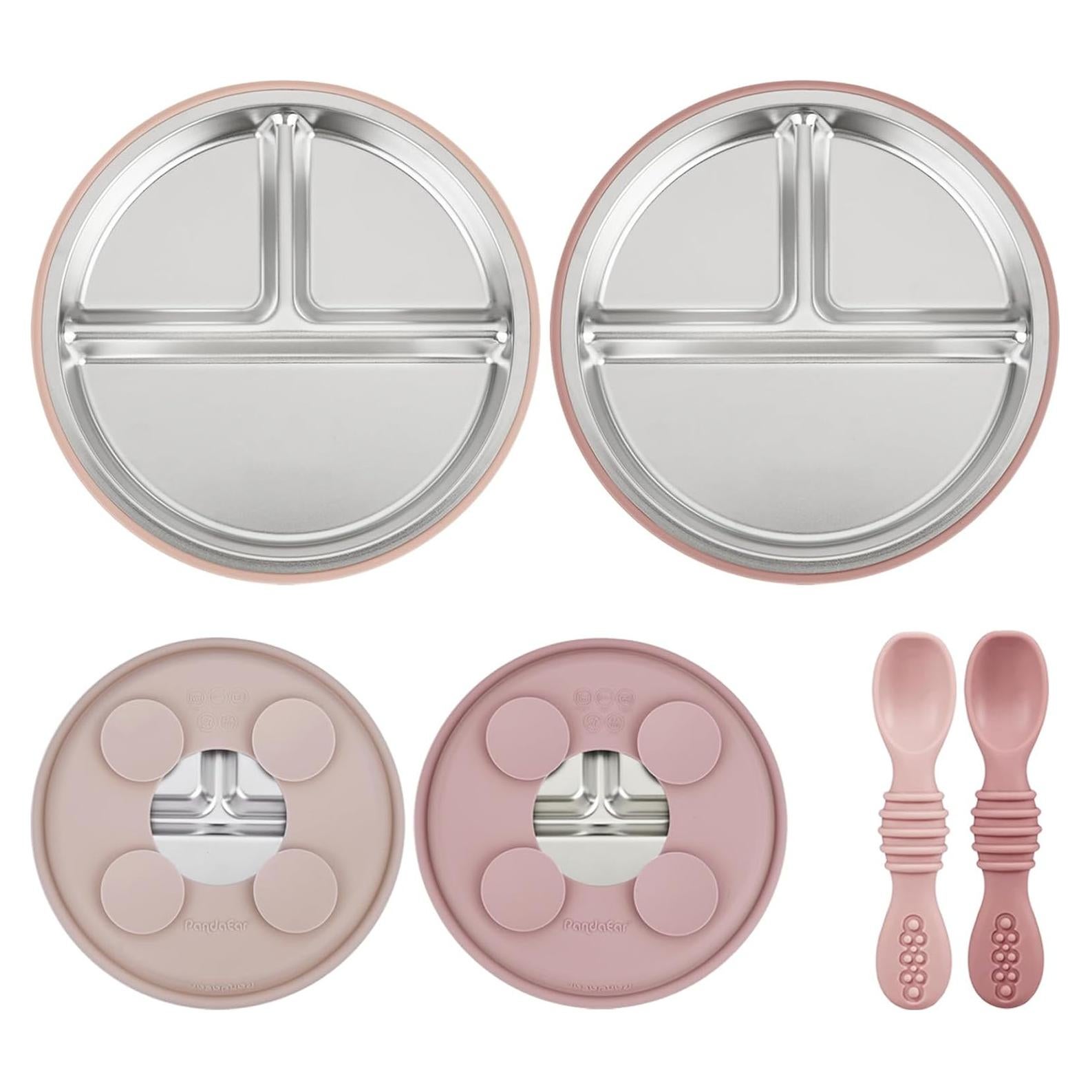 Juego de Alimentación PandaEar 4 Piezas Acero Inoxidable Rosa