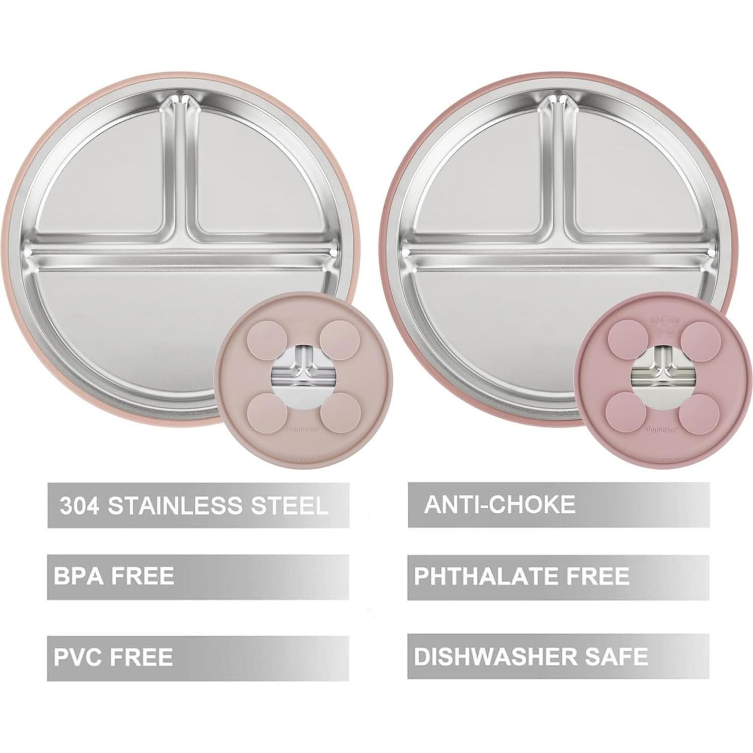 Juego de Alimentación PandaEar 4 Piezas Acero Inoxidable Rosa