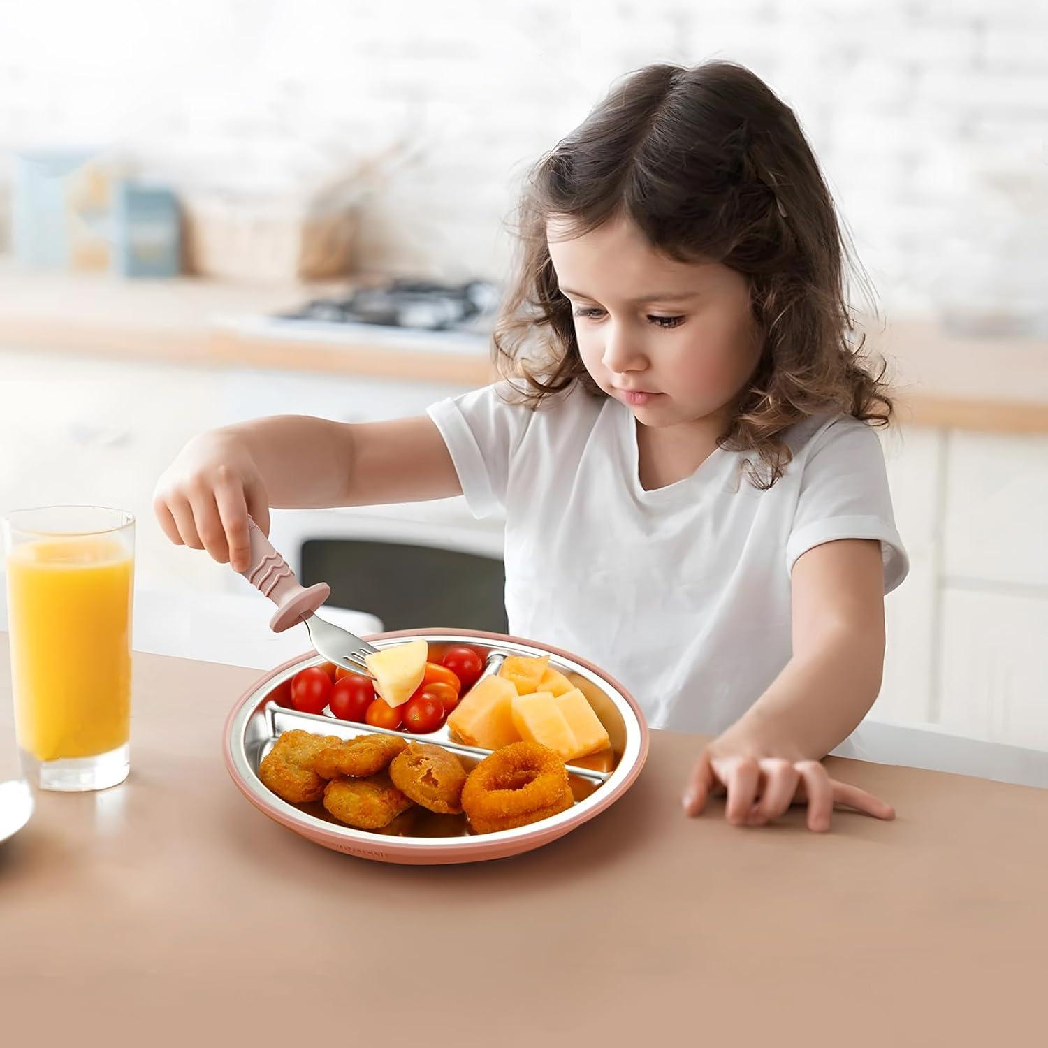 Juego de Alimentación PandaEar 4 Piezas Acero Inoxidable Rosa