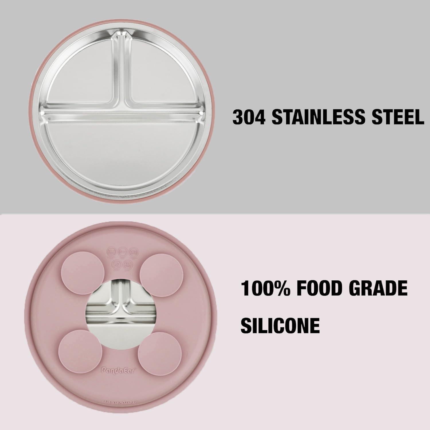 Juego de Alimentación PandaEar 4 Piezas Acero Inoxidable Rosa