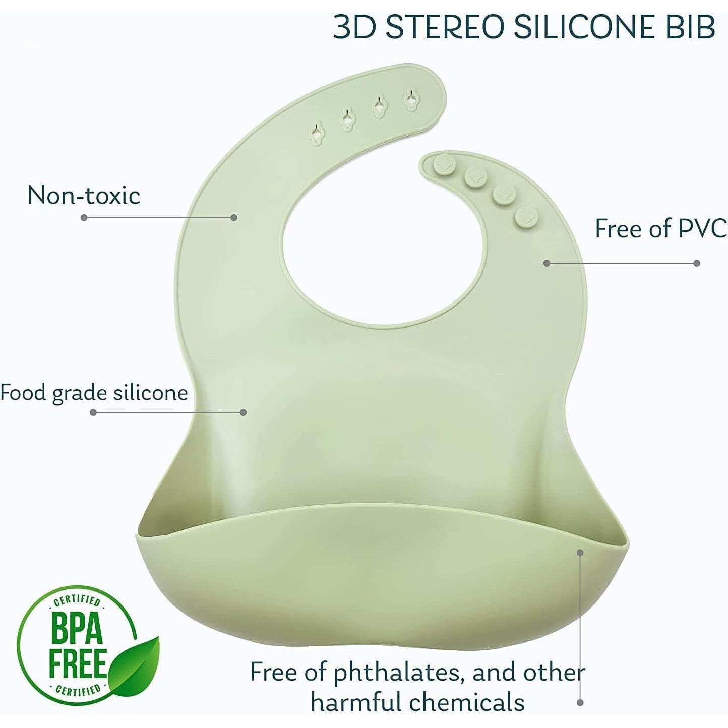 Set de Platos de Bambú para Bebés Womorista - 3 Secciones Verde