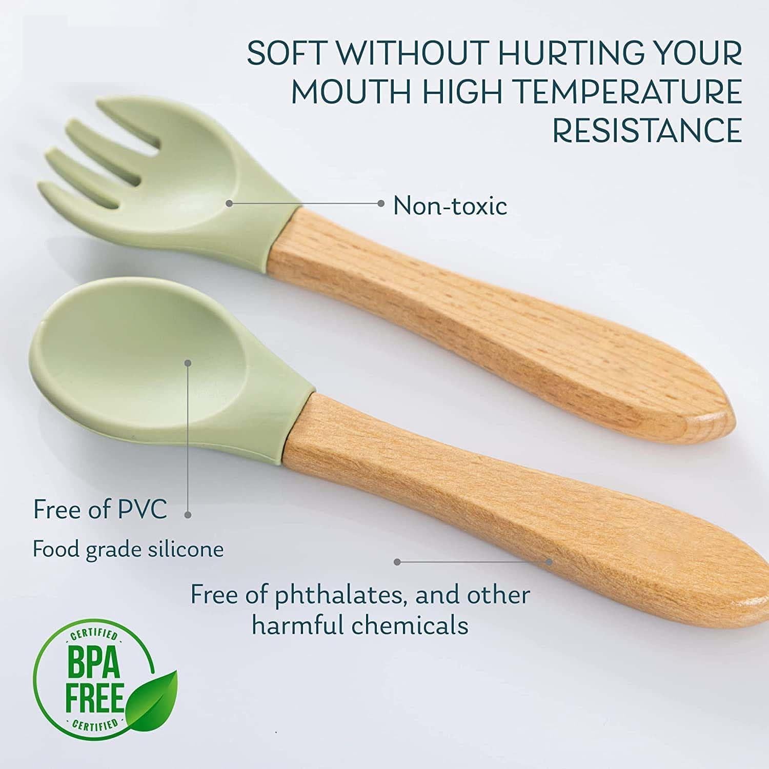 Set de Platos de Bambú para Bebés Womorista - 3 Secciones Verde