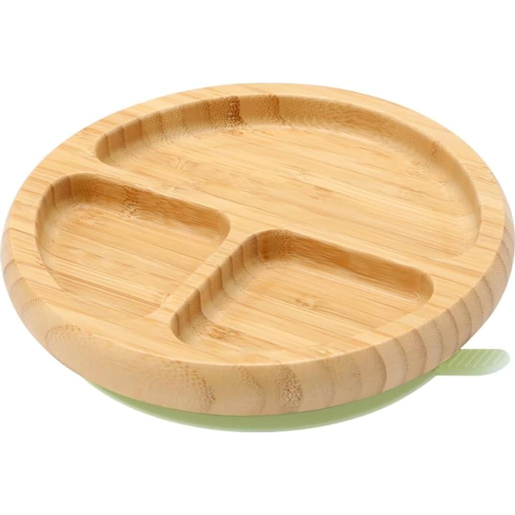 Set de Platos de Bambú para Bebés Womorista - 3 Secciones Verde