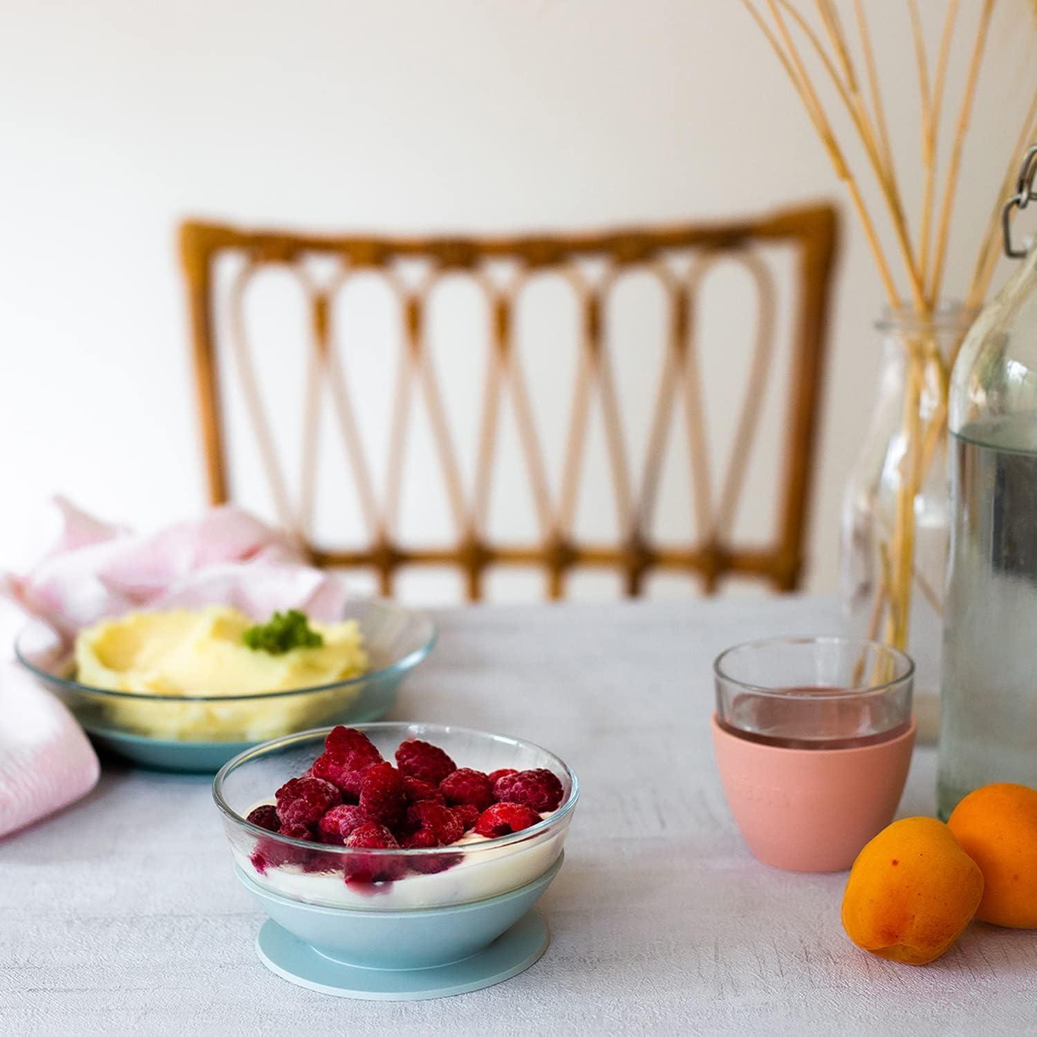 BEABA Set de Comida de Vidrio 3 Piezas Antideslizante Rosa