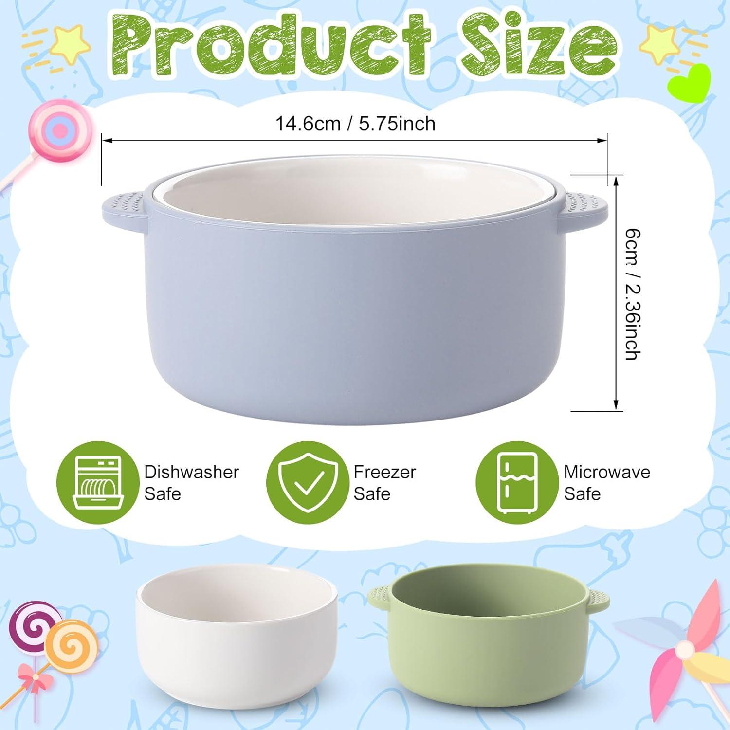 Cuencos de Porcelana para Niños Domensi 2 Piezas con Silicona