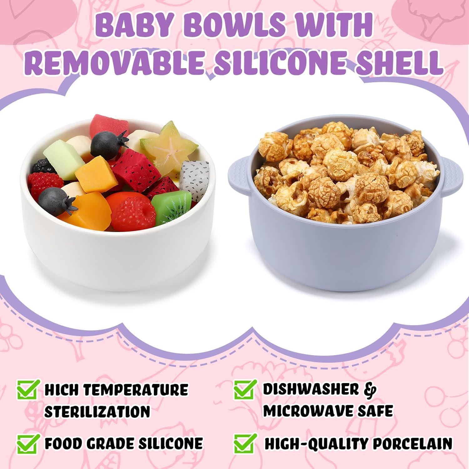 Cuencos de Porcelana para Niños Domensi 2 Piezas con Silicona