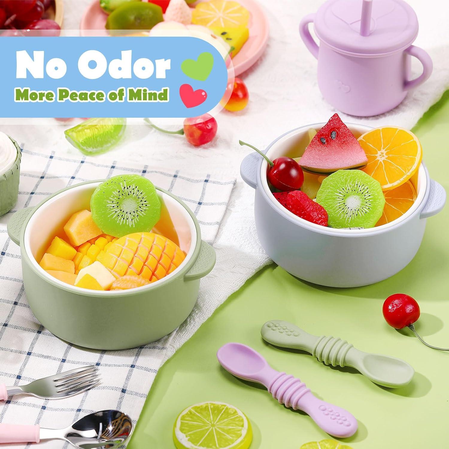 Cuencos de Porcelana para Niños Domensi 2 Piezas con Silicona