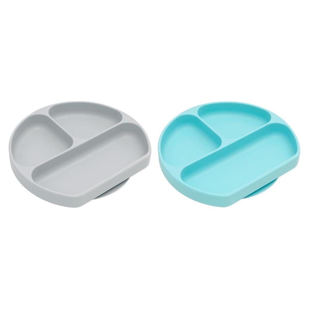 Platos de Silicona para Bebés Bumkins - 2 Piezas, Divididos, Antideslizantes