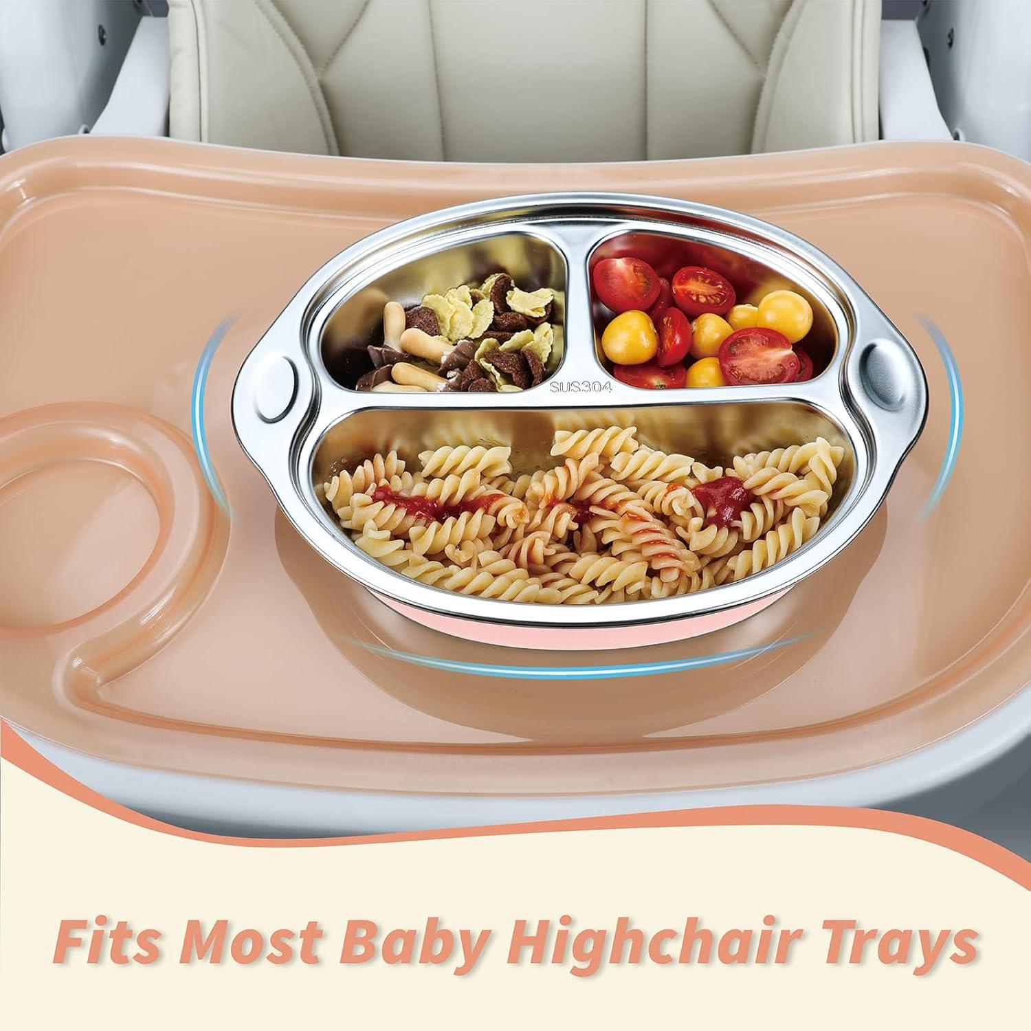 Plato Dividido MR. CHOU de Acero Inoxidable para Niños Rosa