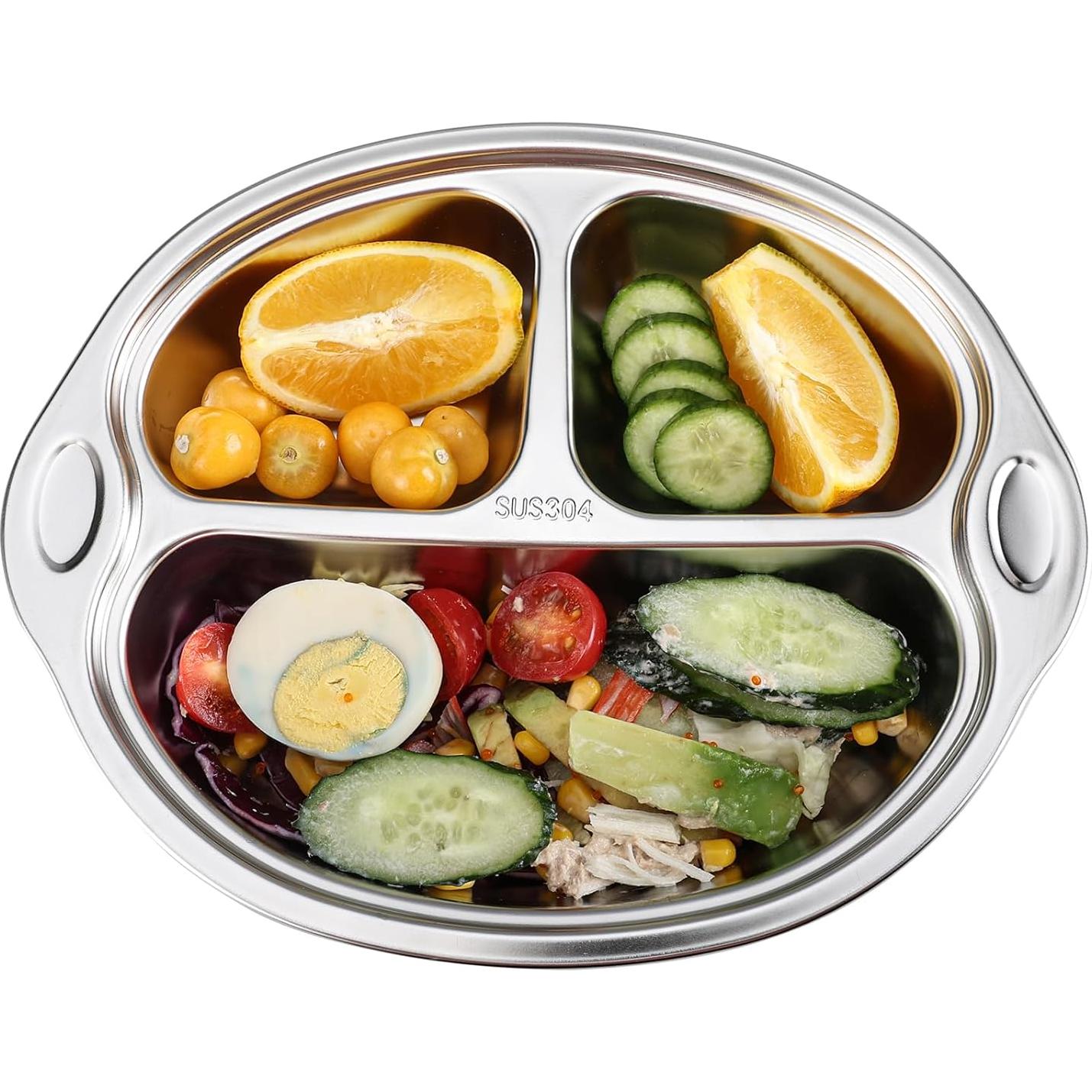 Plato Dividido MR. CHOU de Acero Inoxidable para Niños Rosa