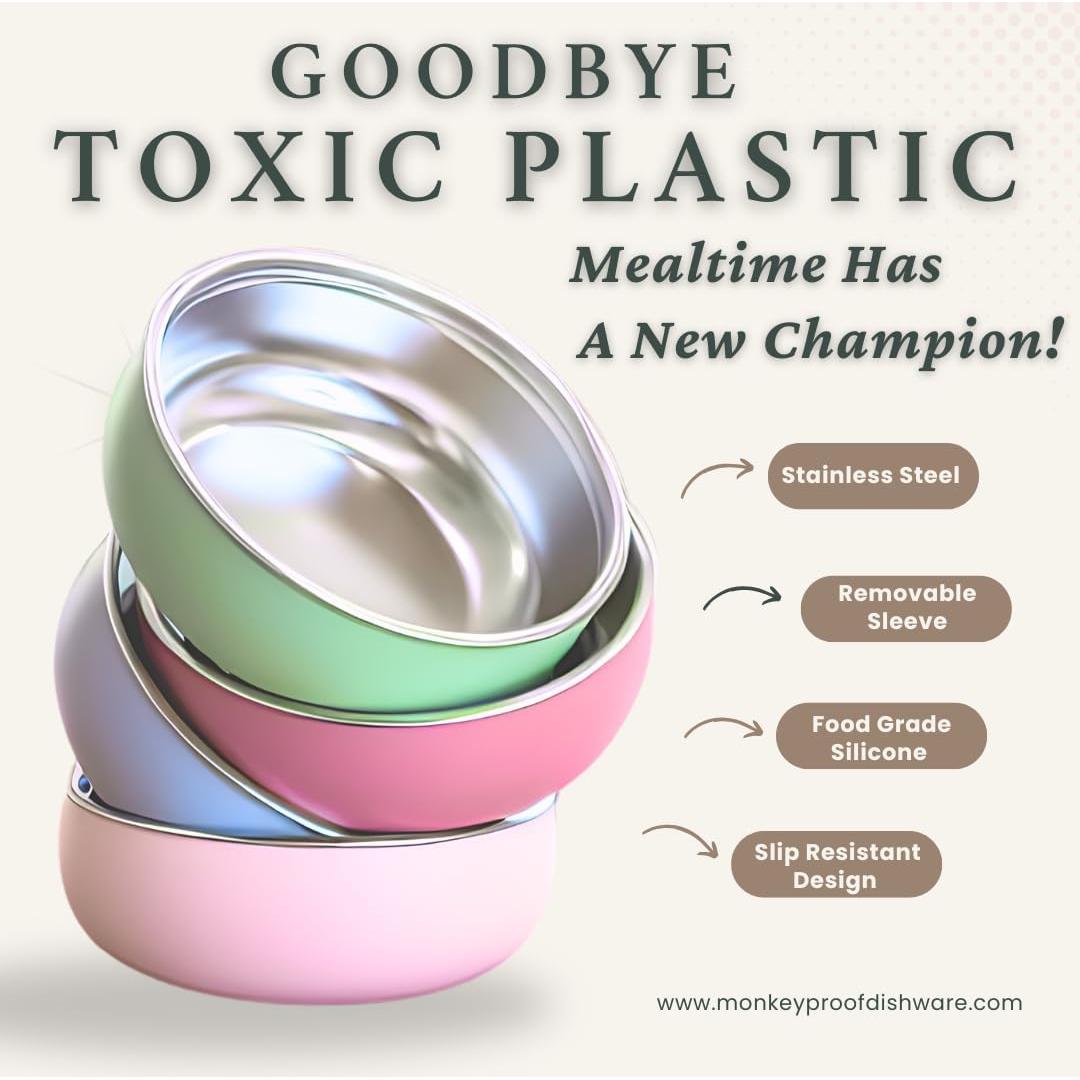 Tazón Infantil Acero Inoxidable Monkey Proof 12.7 cm Multicolor