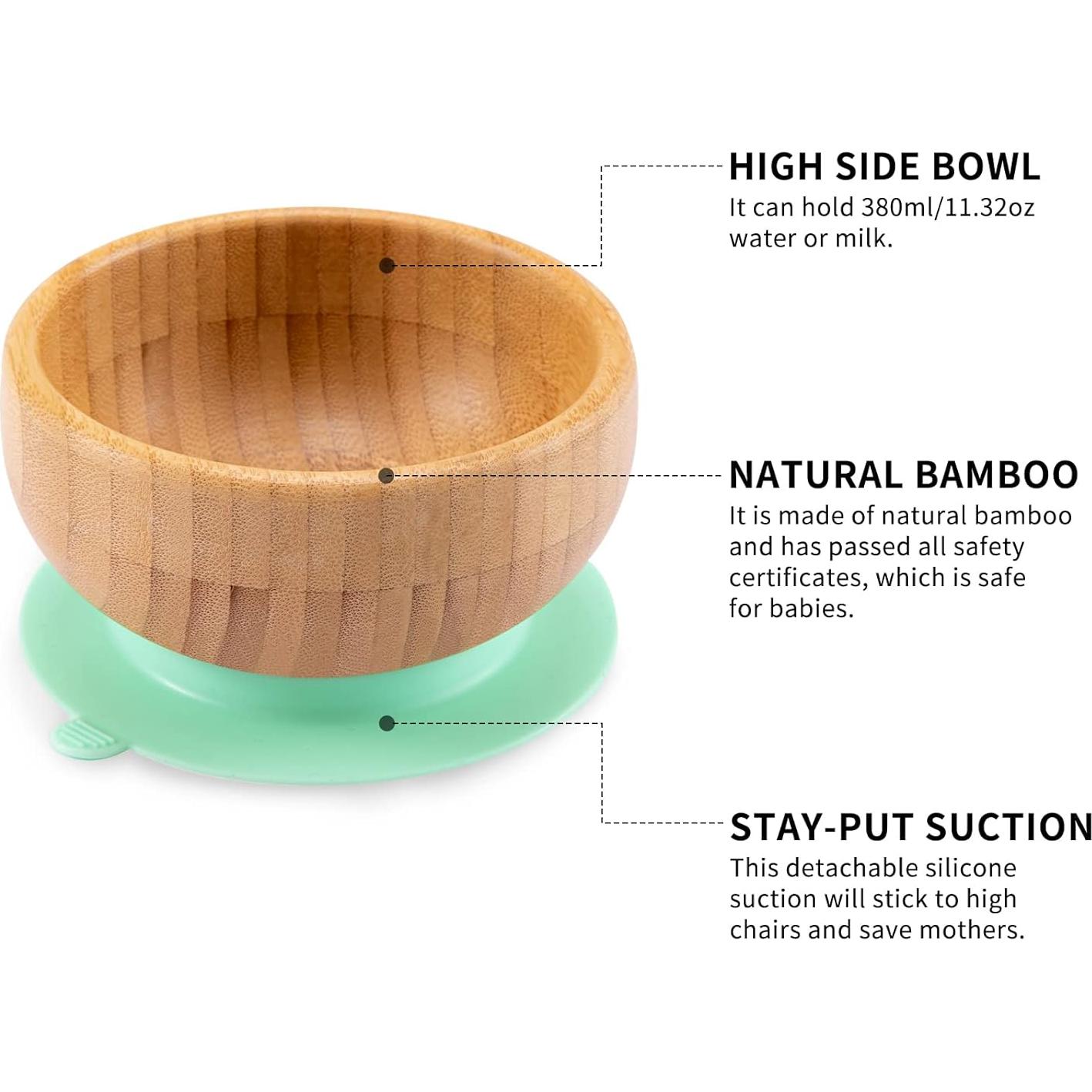 Set de Alimentación para Bebés HI BABY MONMENT - Plato y Cuenco de Bambú con Succión