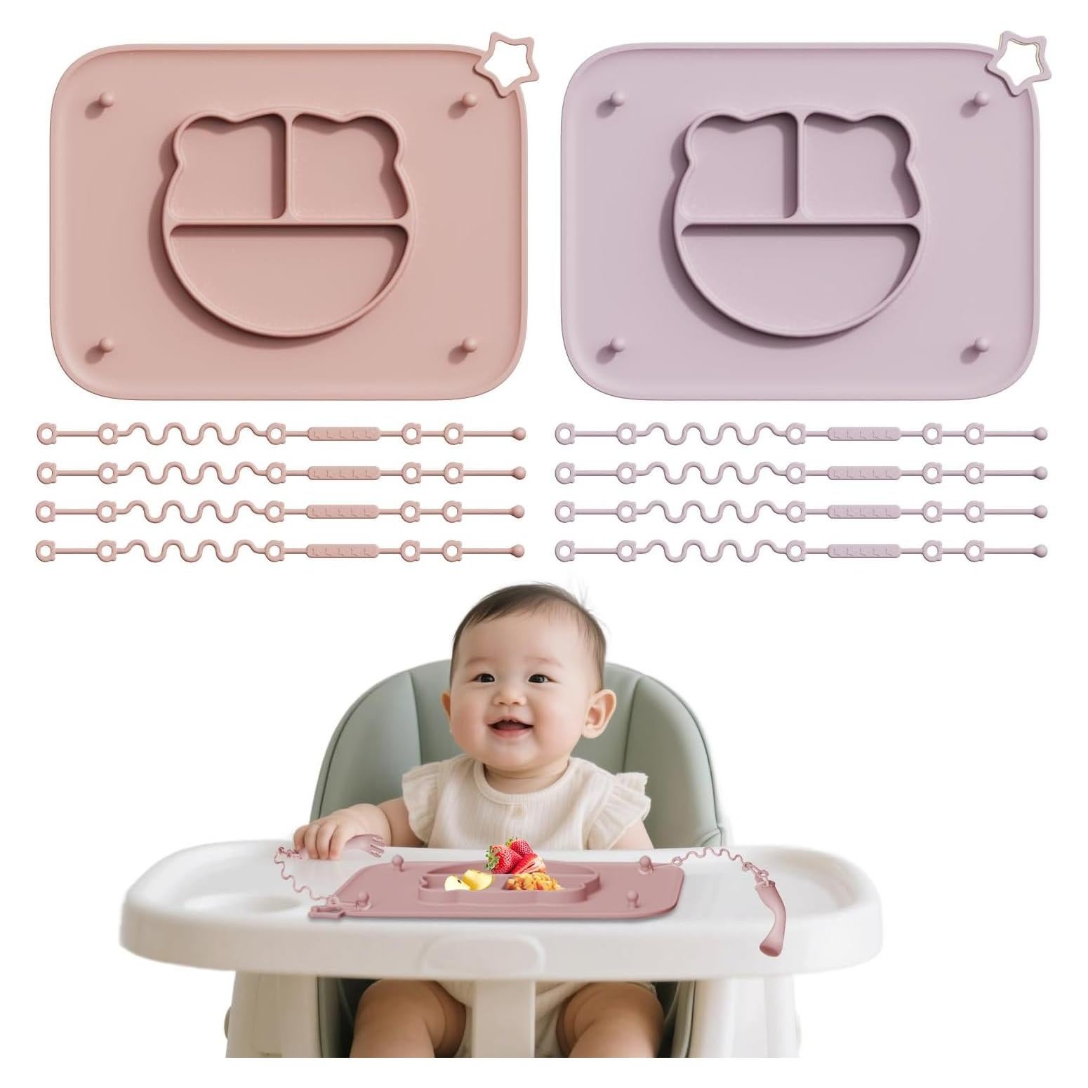 Paquete de 2 Manteles de Silicona Cathill Rosa y Morado 29x22cm