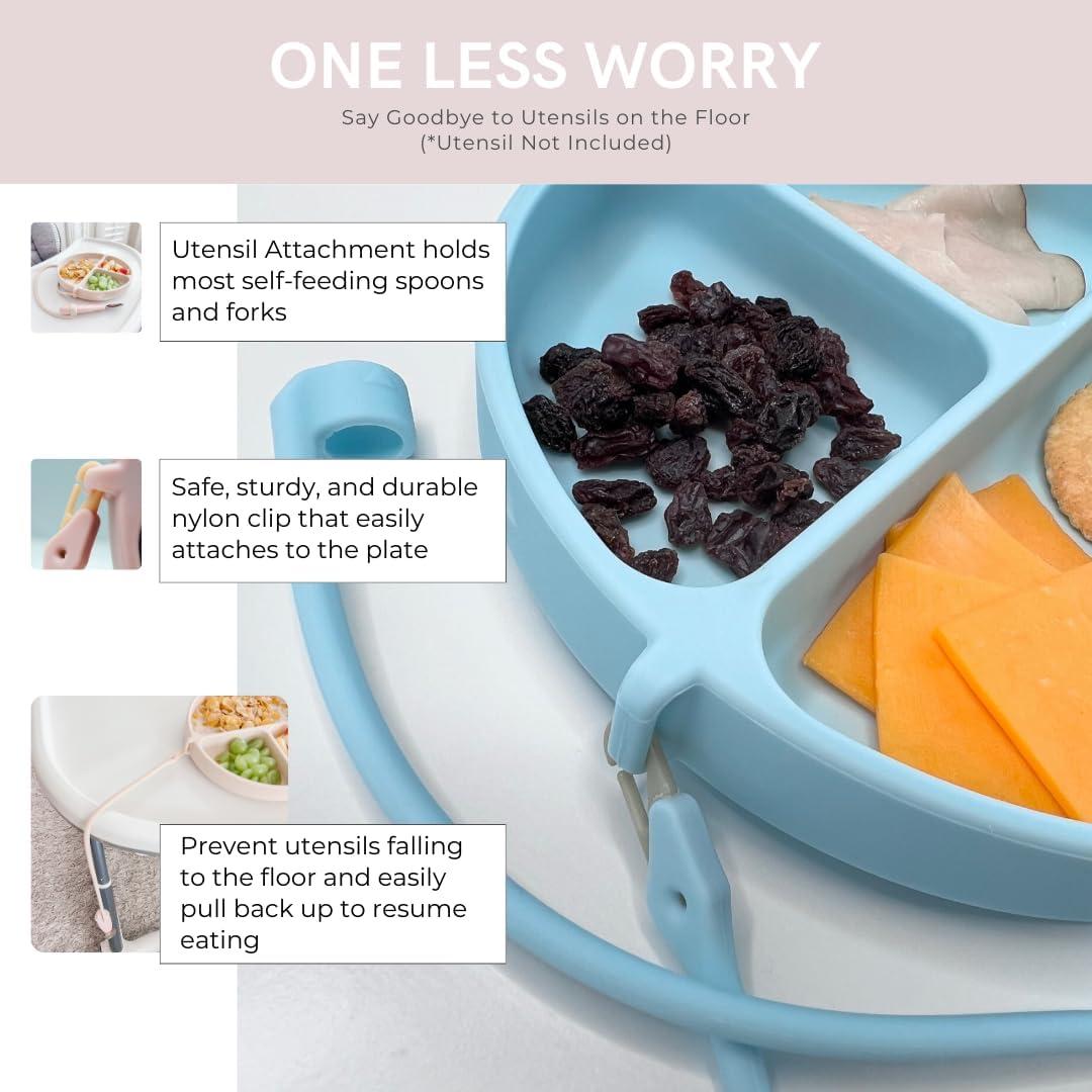 Plato DropLess de Silicona para Bebés con Succión y Correa - Gris