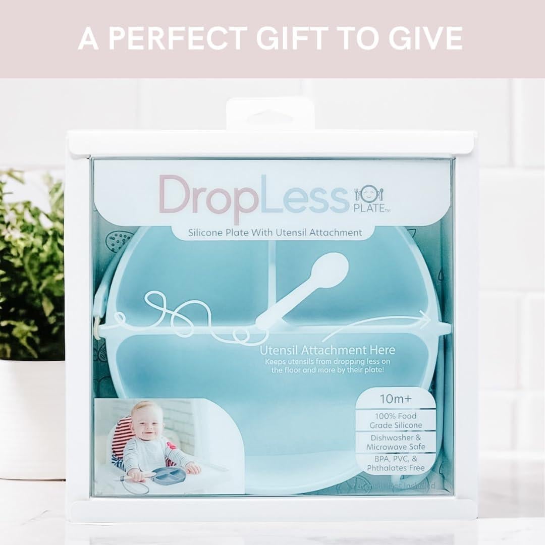 Plato DropLess de Silicona para Bebés con Succión y Correa - Gris