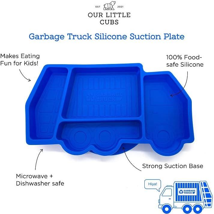 Plato de Succión para Bebés Our Little Cubs - Camión de Basura Azul