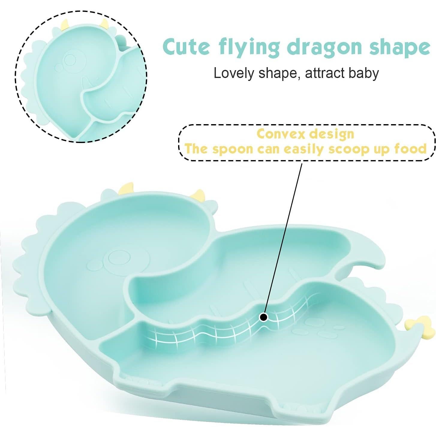 Plato para Niños Qshare de Silicona 28x20 cm Libre de BPA