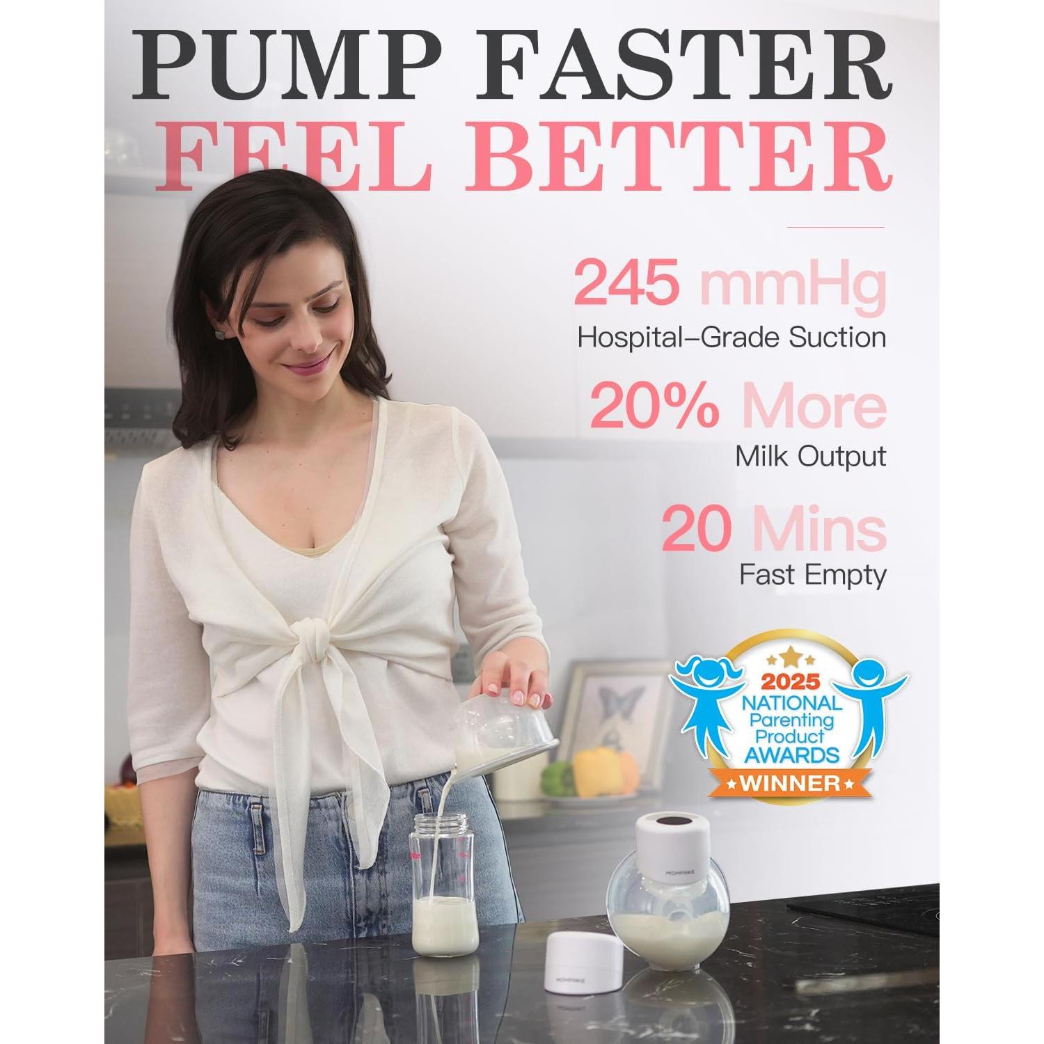 Extractor de Leche Materna Eléctrico Inalámbrico MOMPINKE S12 24mm Blanco