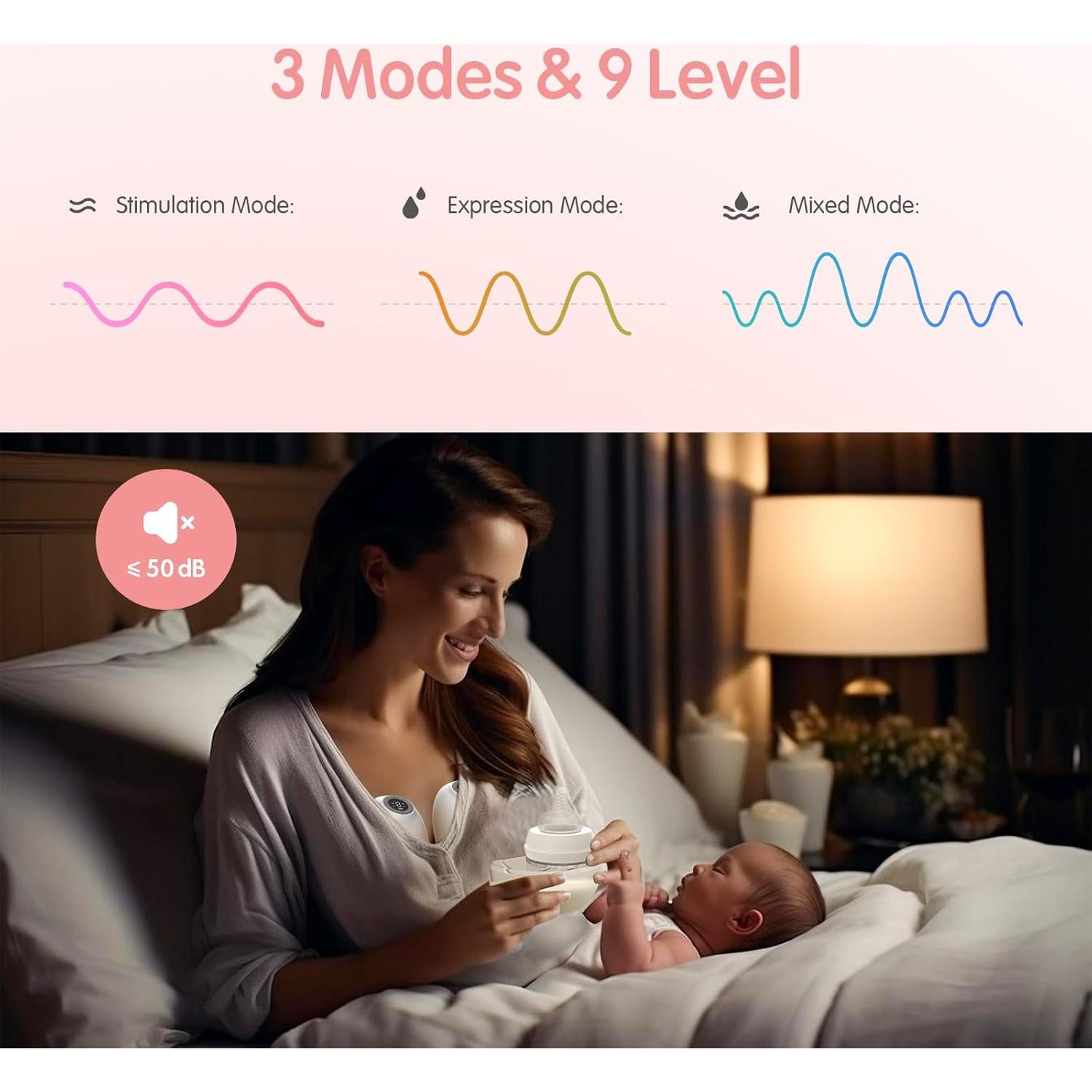 Extractor de Leche Portátil Horigen HNR-US-2249BS1 3 Modos 9 Niveles