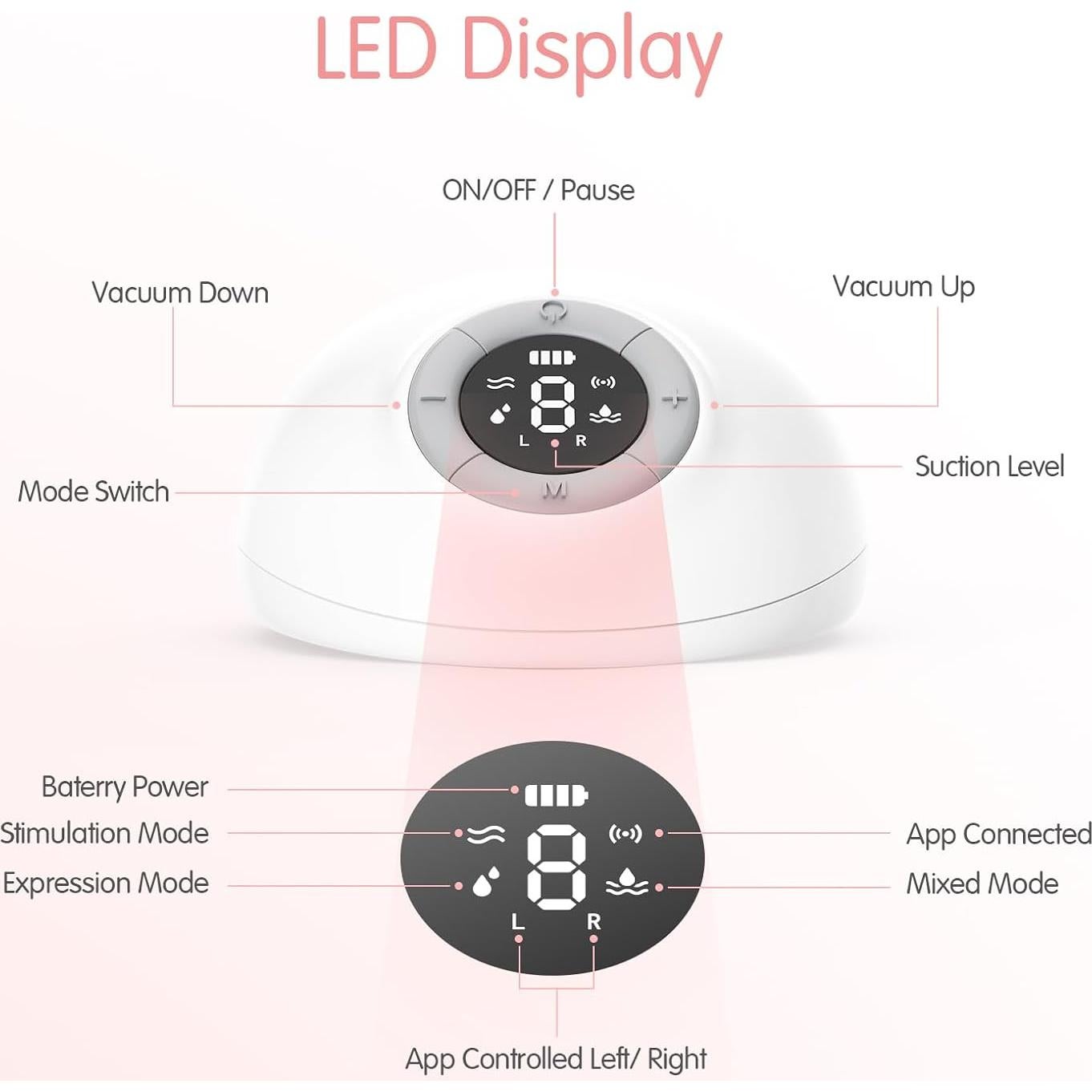 Extractor de Leche Portátil Horigen HNR-US-2249BS1 3 Modos 9 Niveles