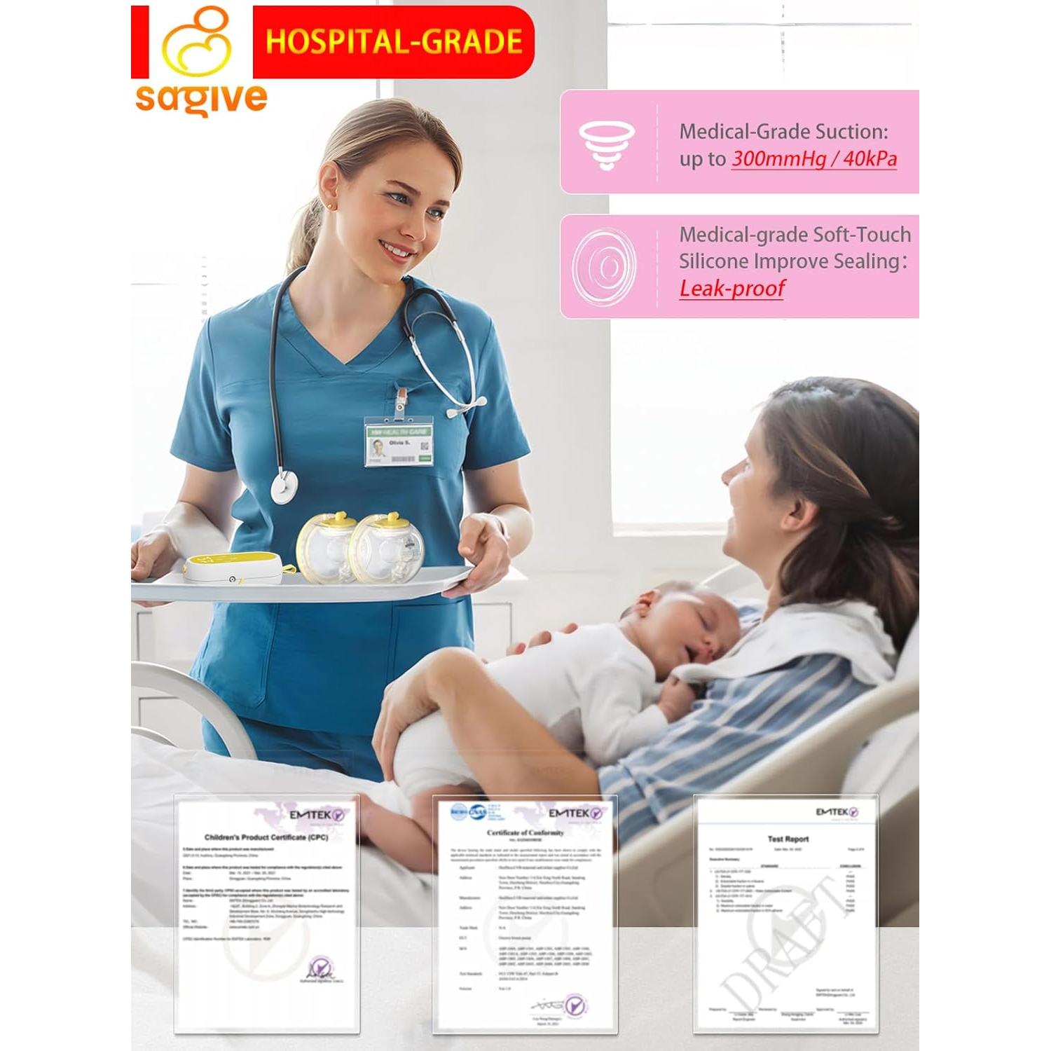 Extractor de Leche Eléctrico Saglve Manos Libres 170ml