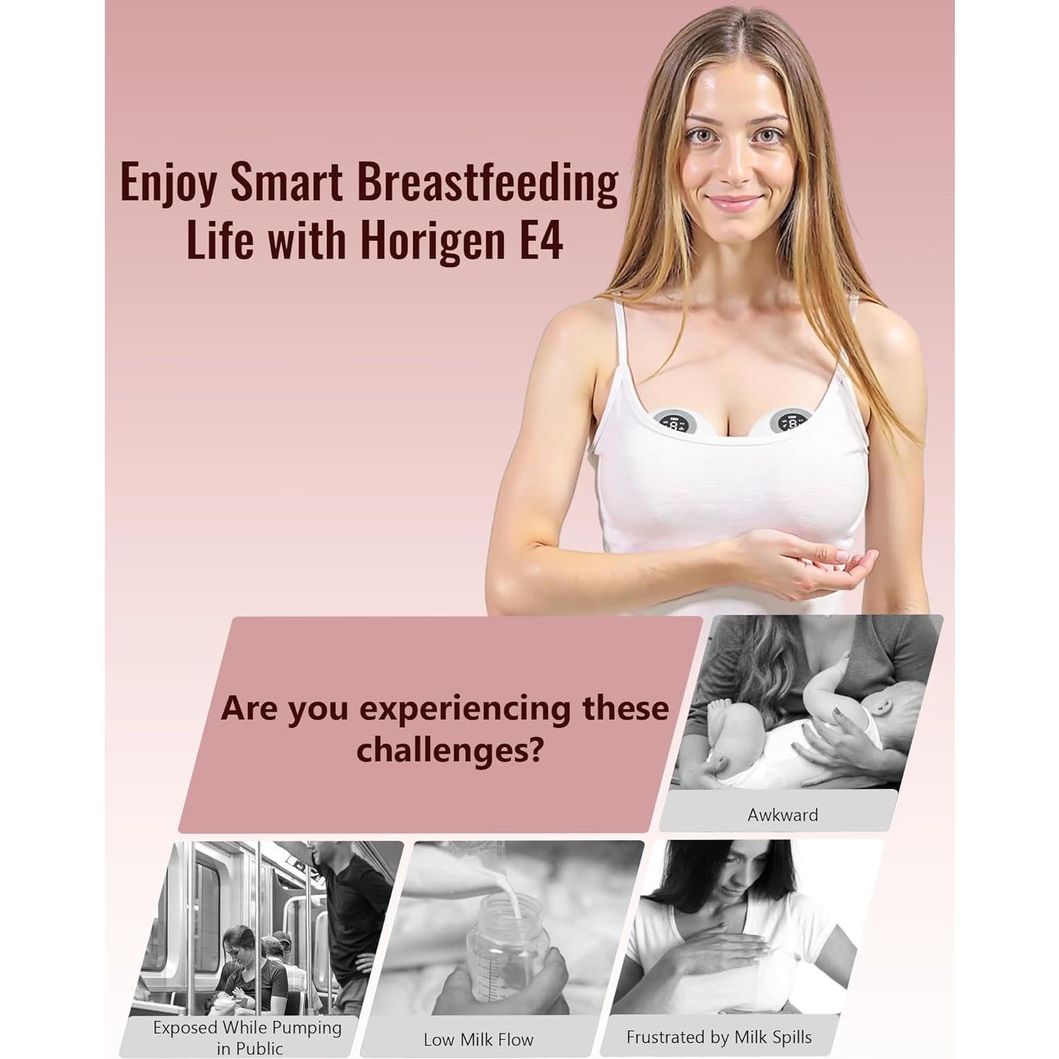 Extractor de Leche Materna Portátil HORIGEN E4, 3 Modos, 9 Niveles, Silencioso