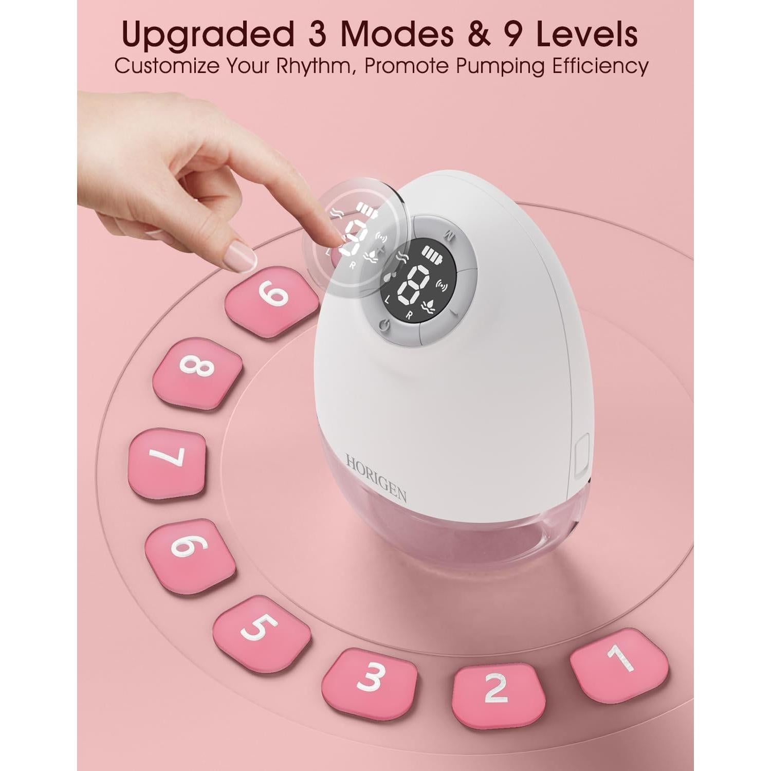 Extractor de Leche Materna Portátil HORIGEN E4, 3 Modos, 9 Niveles, Silencioso