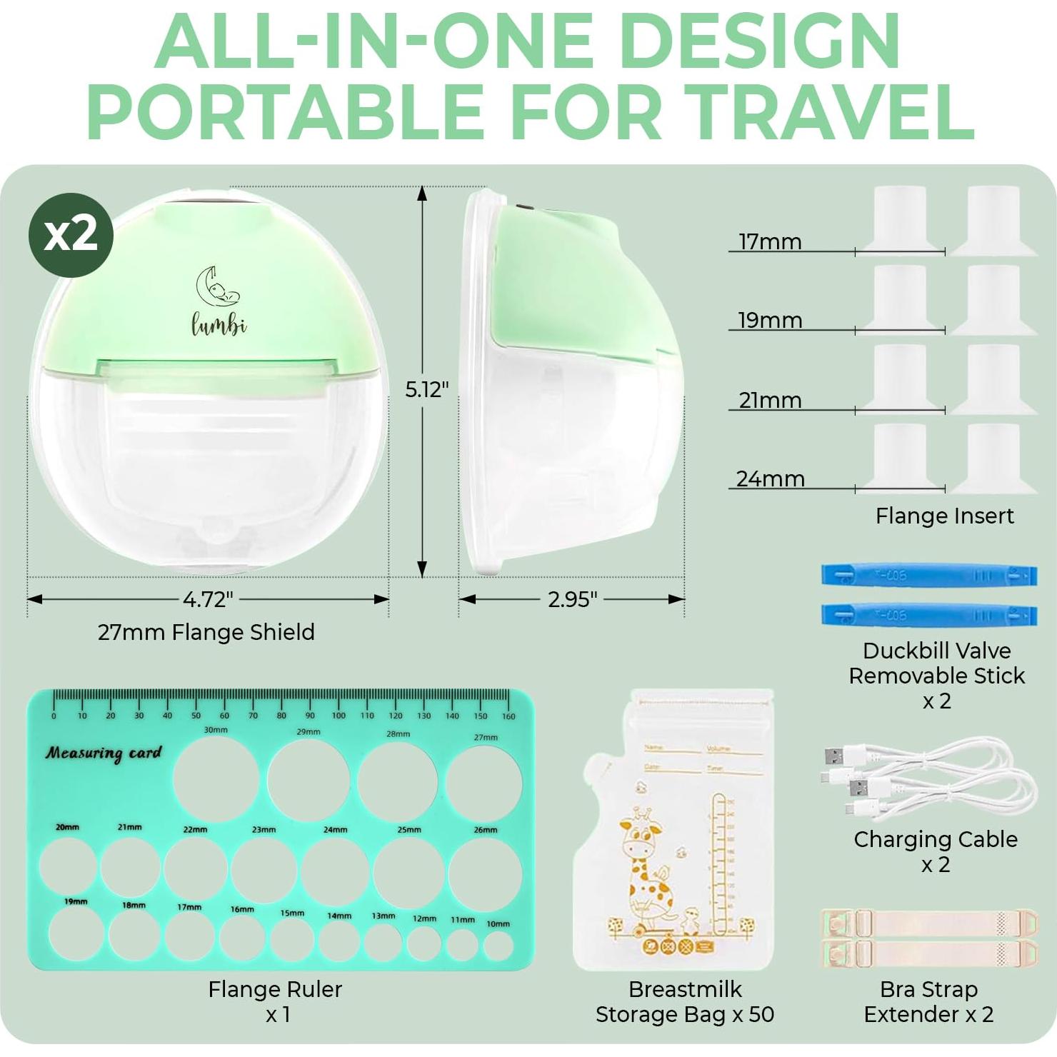Extractor de Leche Eléctrico Lumbi L1 - Grado Hospitalario, 2 Unidades