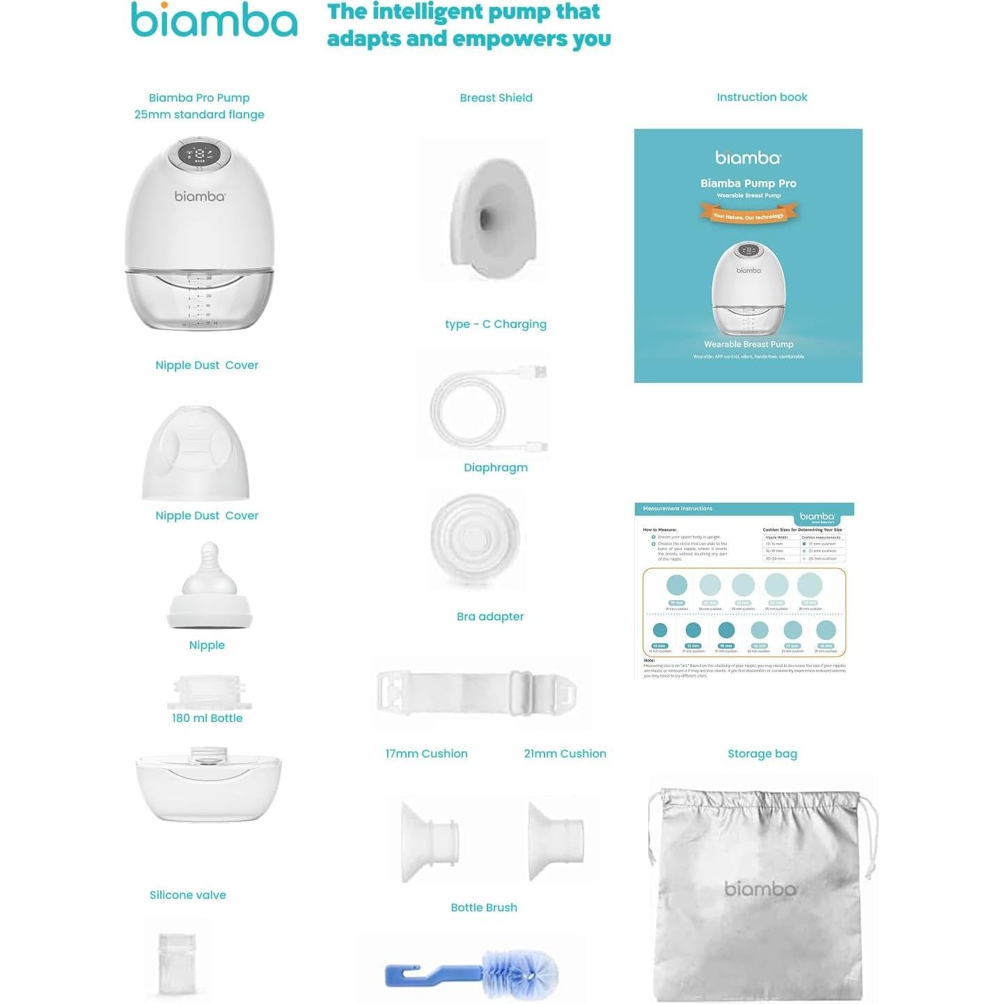 Extractor de Leche Eléctrico Biamba Individual 180ml Manos Libres