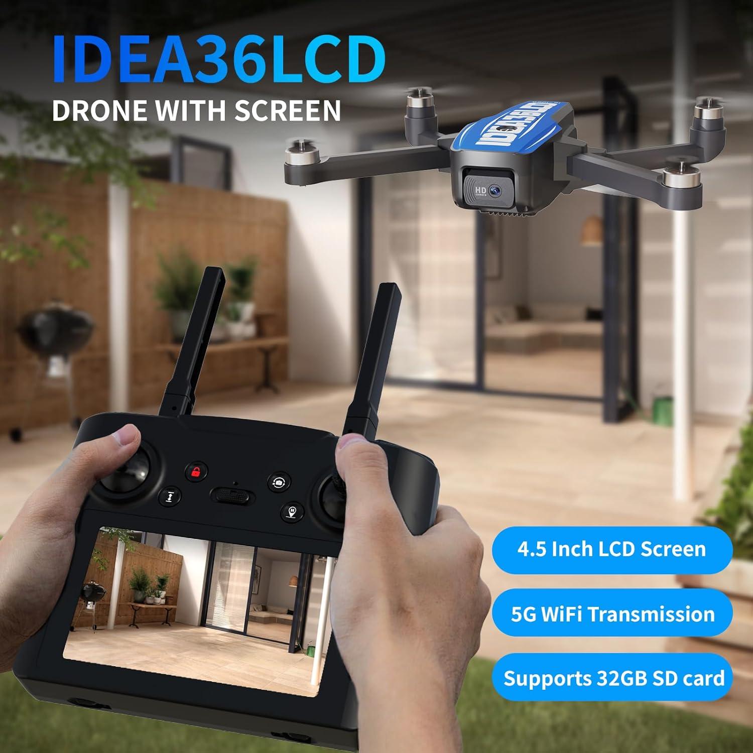 Dron GPS 4K LE-IDEA IDEA36LCD con Pantalla 4.5" y Cámara
