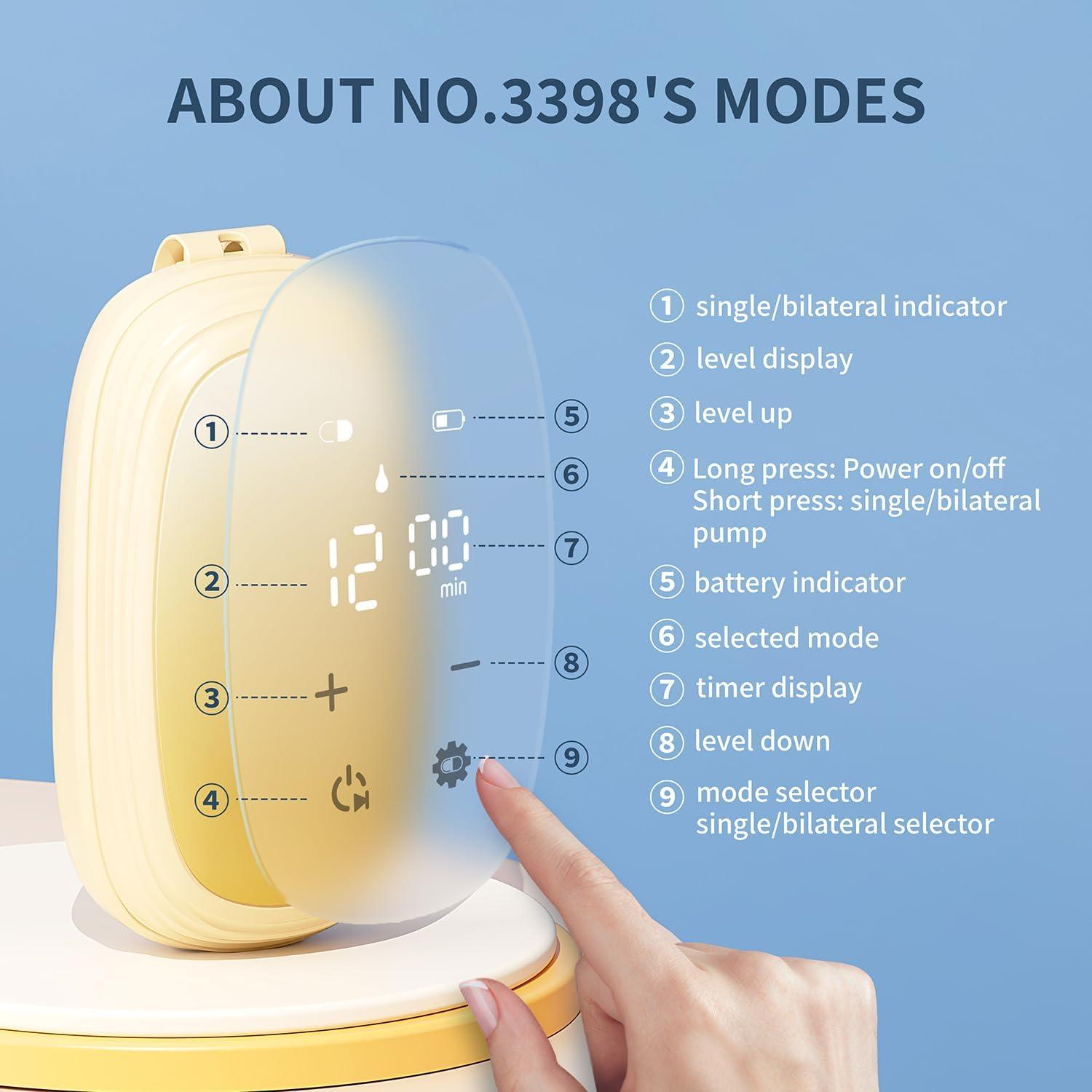 Bomba de Pecho Eléctrica Doble Springhope 3398, 4 Modos Ajustables