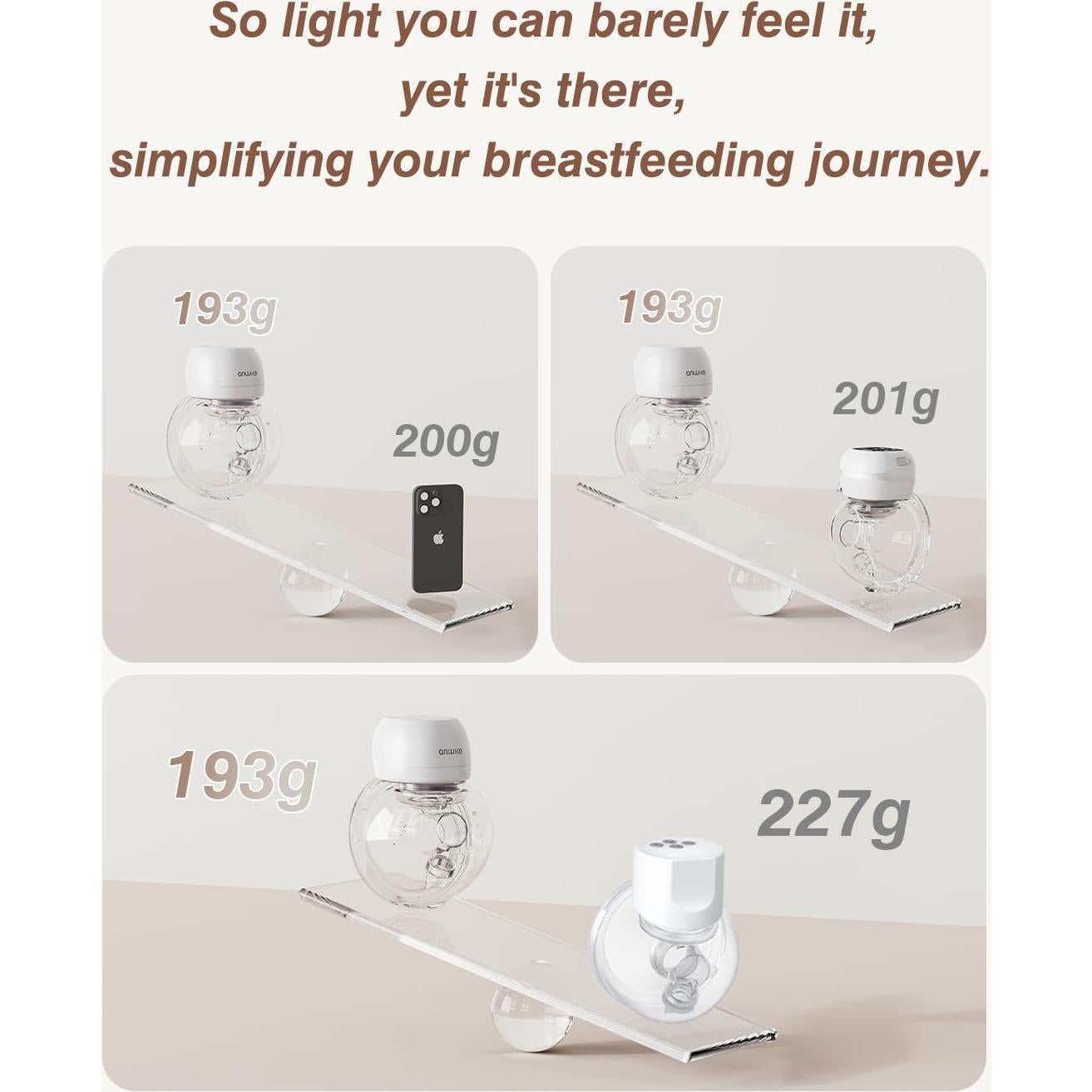 Extractor de Leche Eléctrico ANWIKE MY-381 - Silencioso, Portátil, 2 Modos, 9 Niveles, 193g