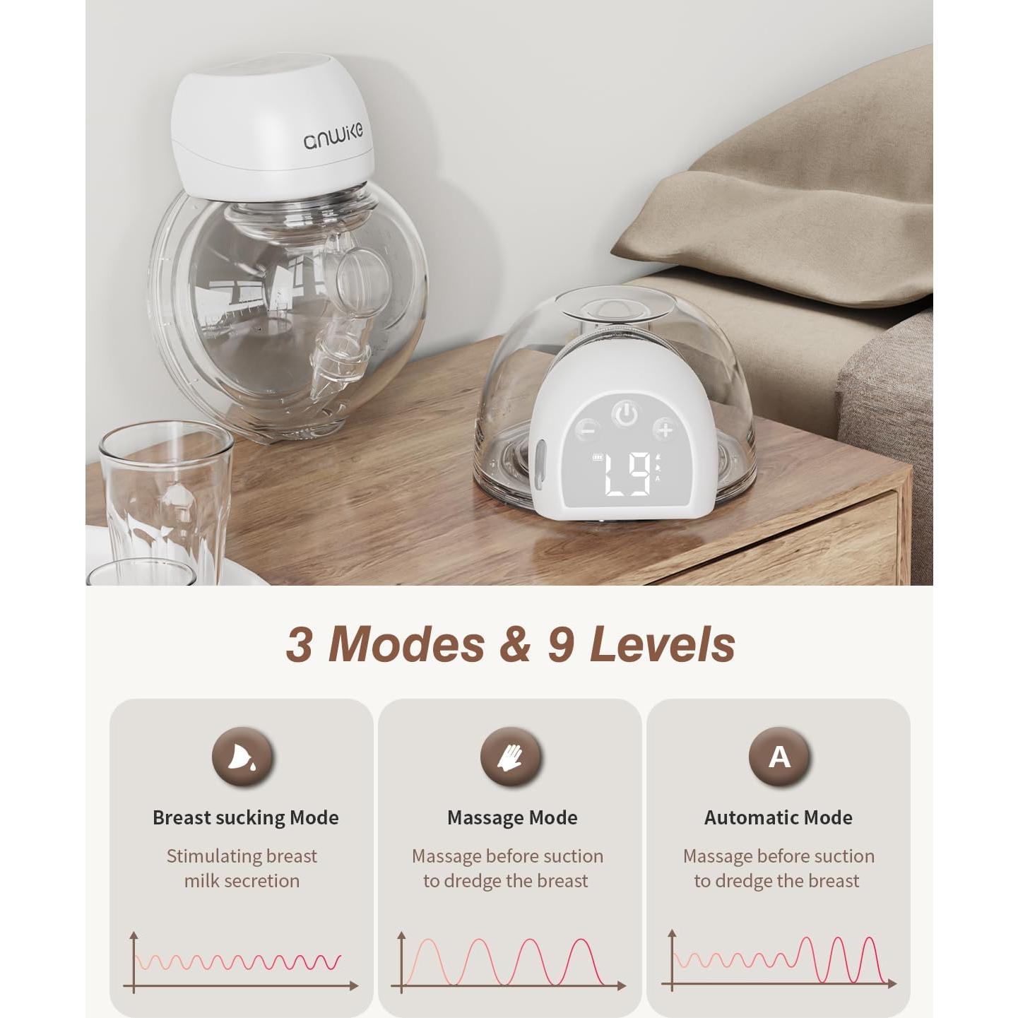 Extractor de Leche Eléctrico ANWIKE MY-381 - Silencioso, Portátil, 2 Modos, 9 Niveles, 193g