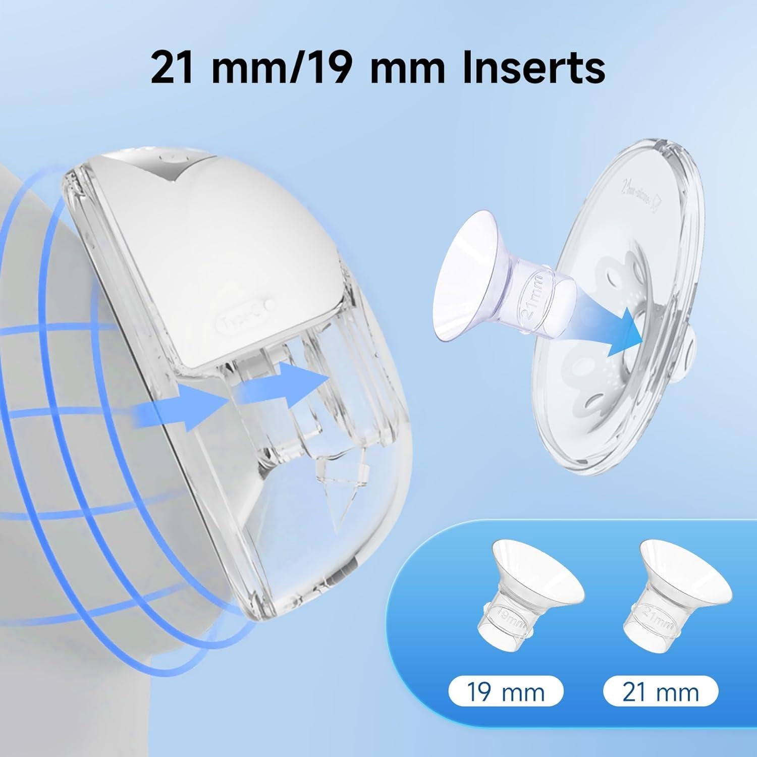 Extractor de Leche Eléctrico Manos Libres 2 Paquetes Flange 19-24mm