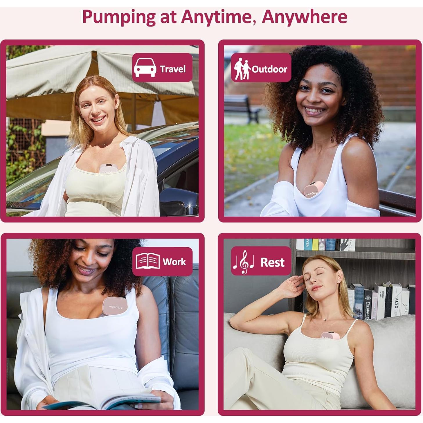 Bomba de Pecho Eléctrica MCADERO M5 Rosa, 4 Modos, 12 Niveles