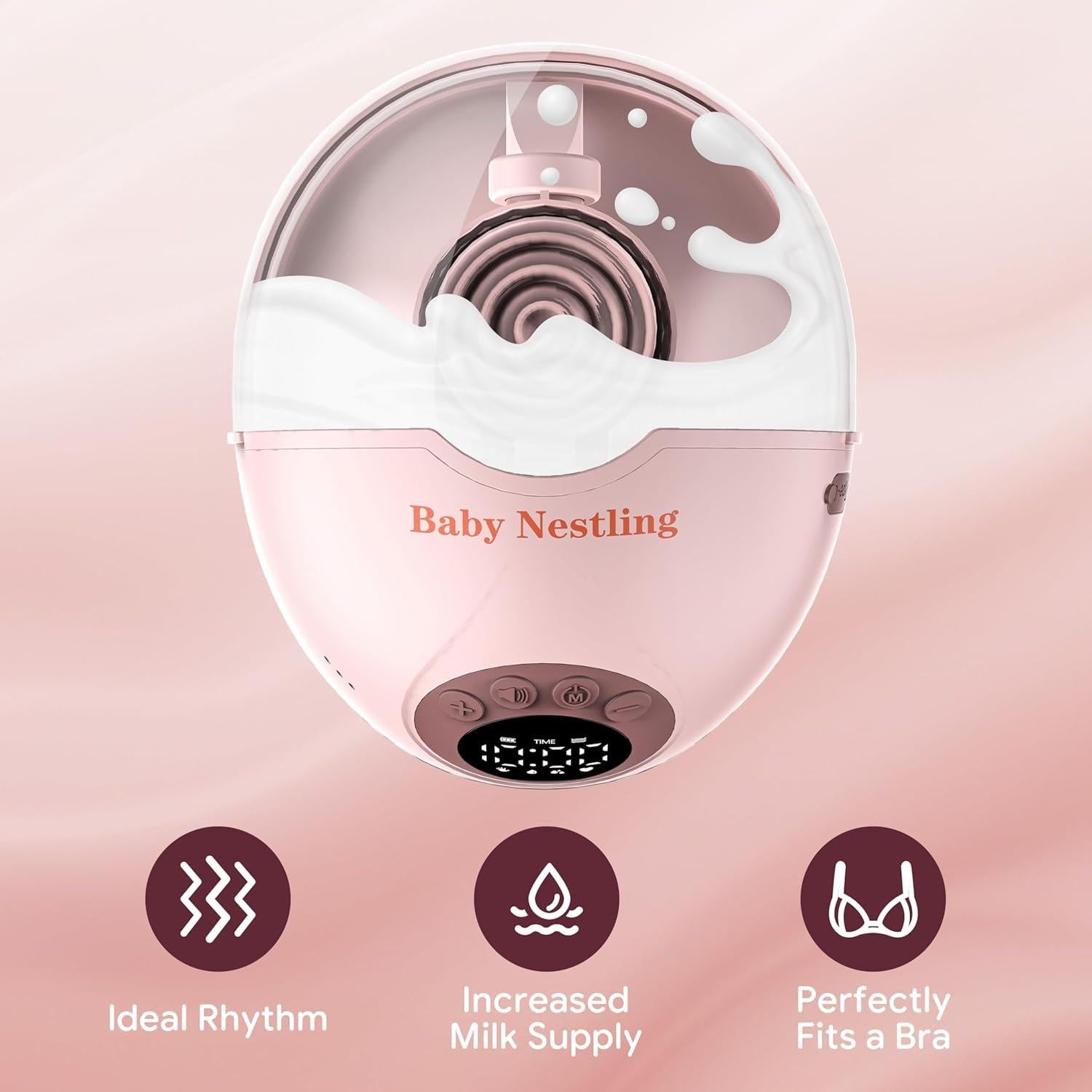 Extractor de Leche Eléctrico Baby Nestling Rosa 4 Modos 12 Niveles