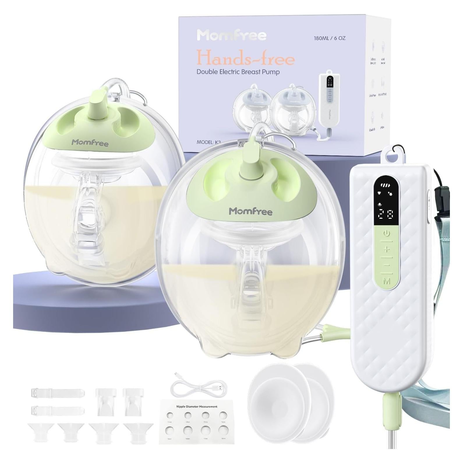 Extractor de Leche Sin Manos Momfree K3 - Portátil, 9 Niveles, 180ml