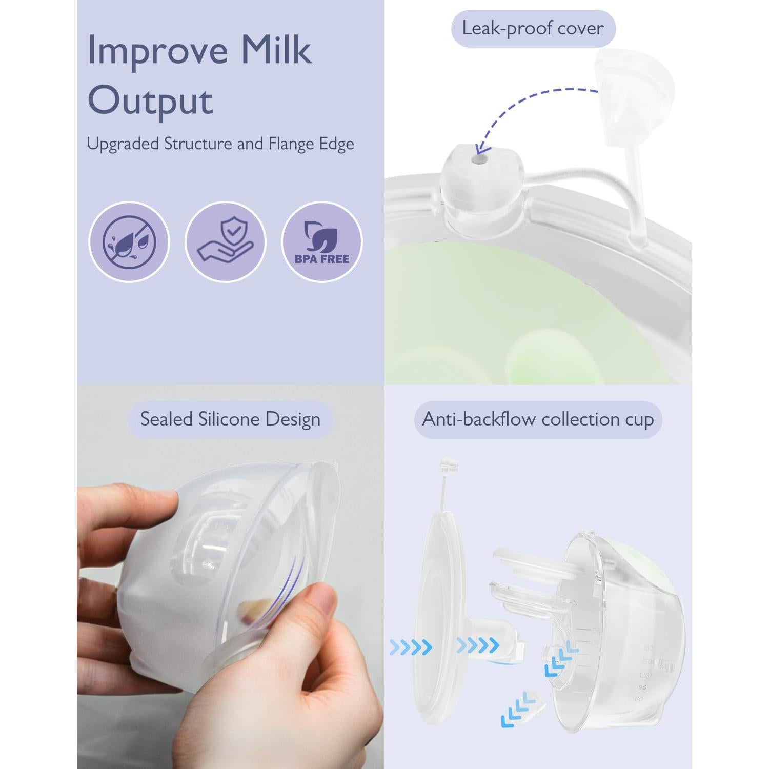 Extractor de Leche Sin Manos Momfree K3 - Portátil, 9 Niveles, 180ml