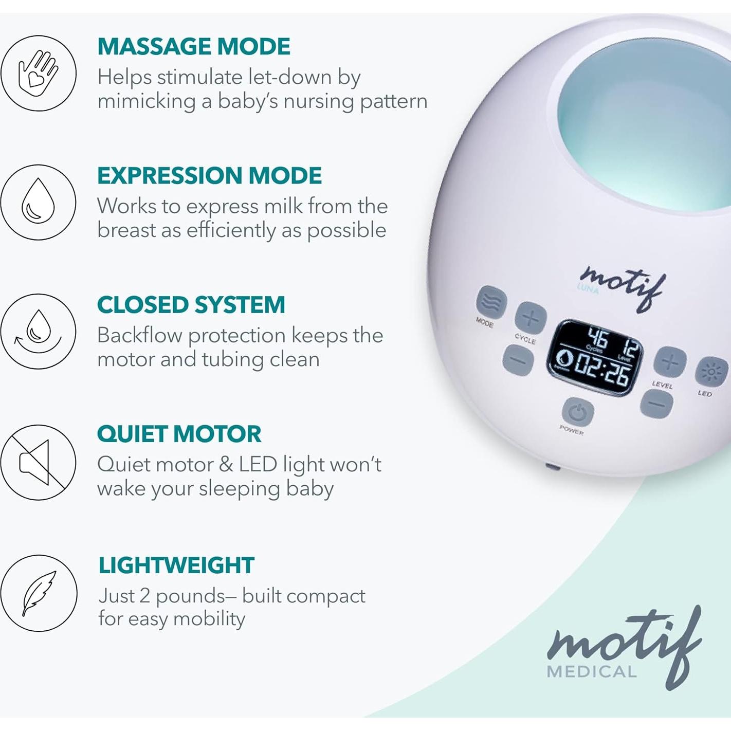 Bomba Eléctrica Doble Motif Medical Luna para Lactancia