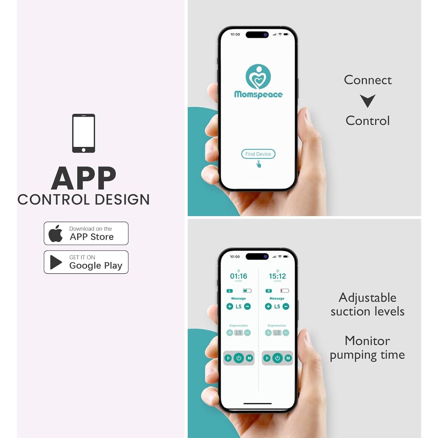 Extractor de Leche Eléctrico Momspeace Portátil Sin Manos 24mm