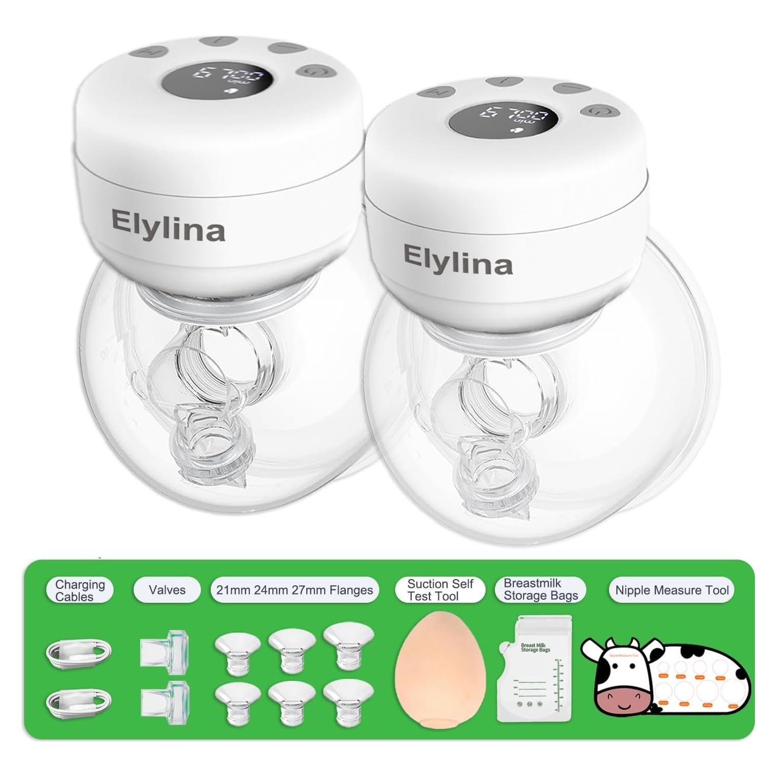 Extractor de Leche Eléctrico Elylina S21 Portátil 3 Flanges